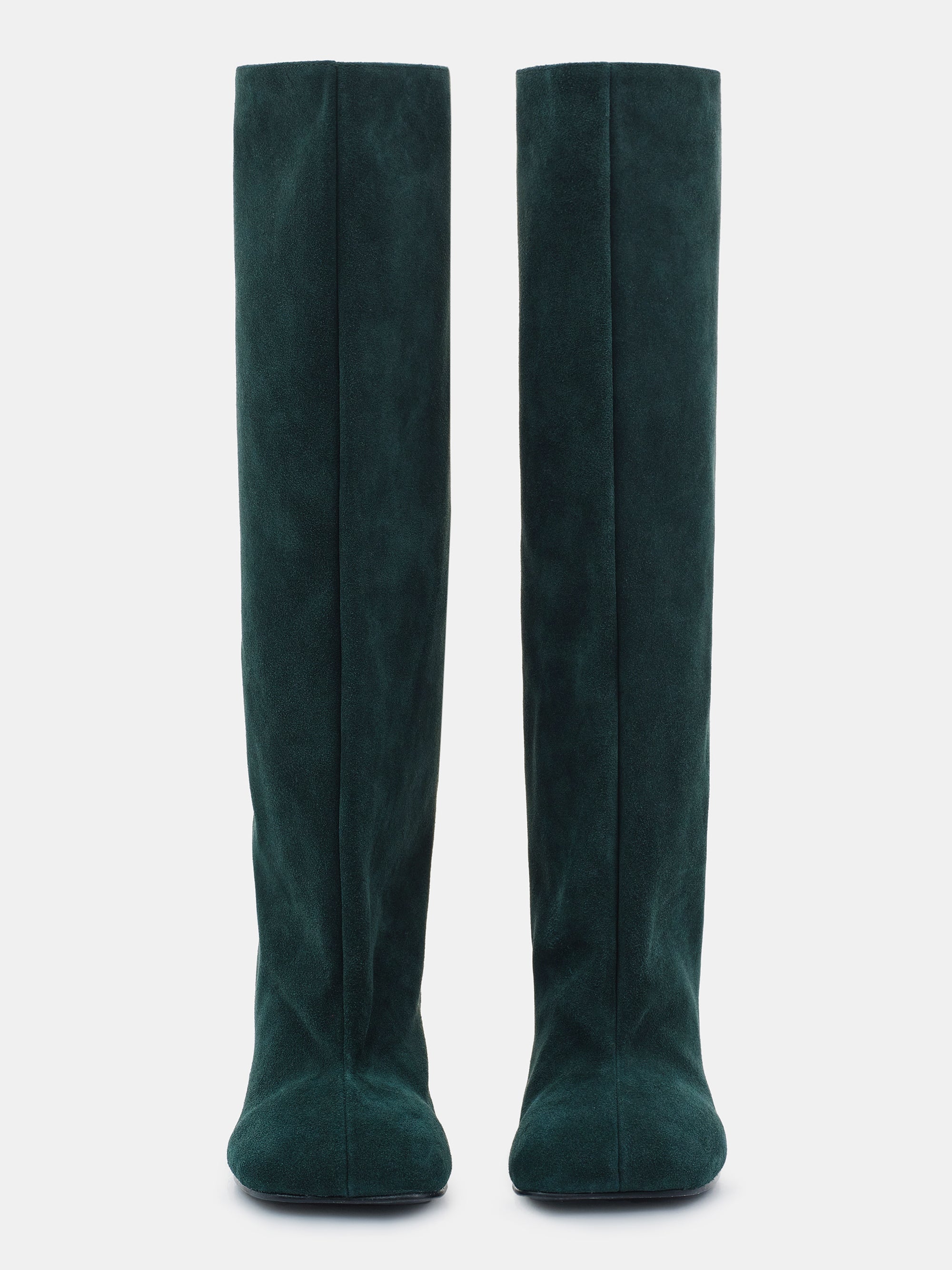 Leather Wide Shaft Boots, Turquoise Green