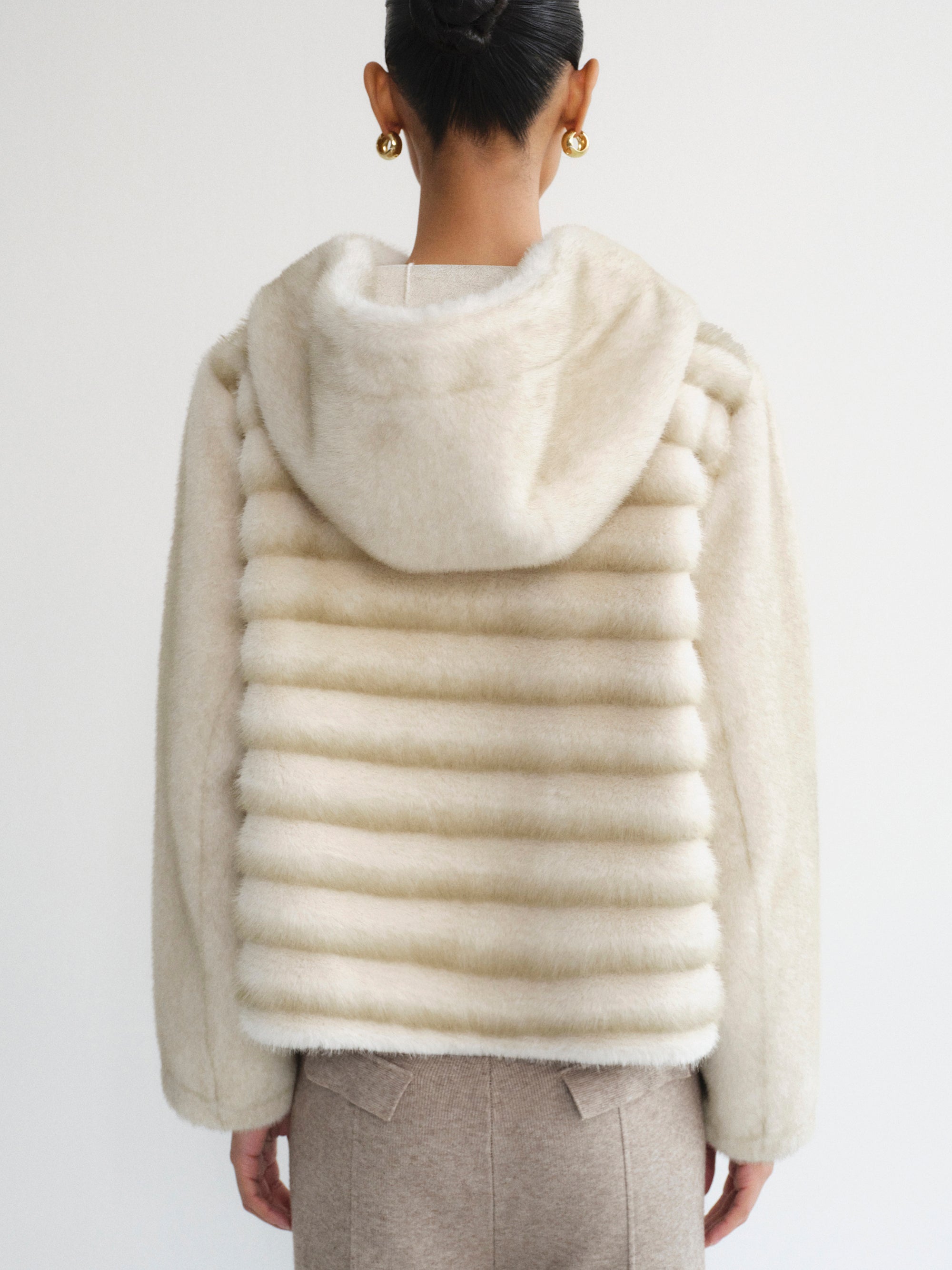 Faux Fur Hooded Jacket, Natural