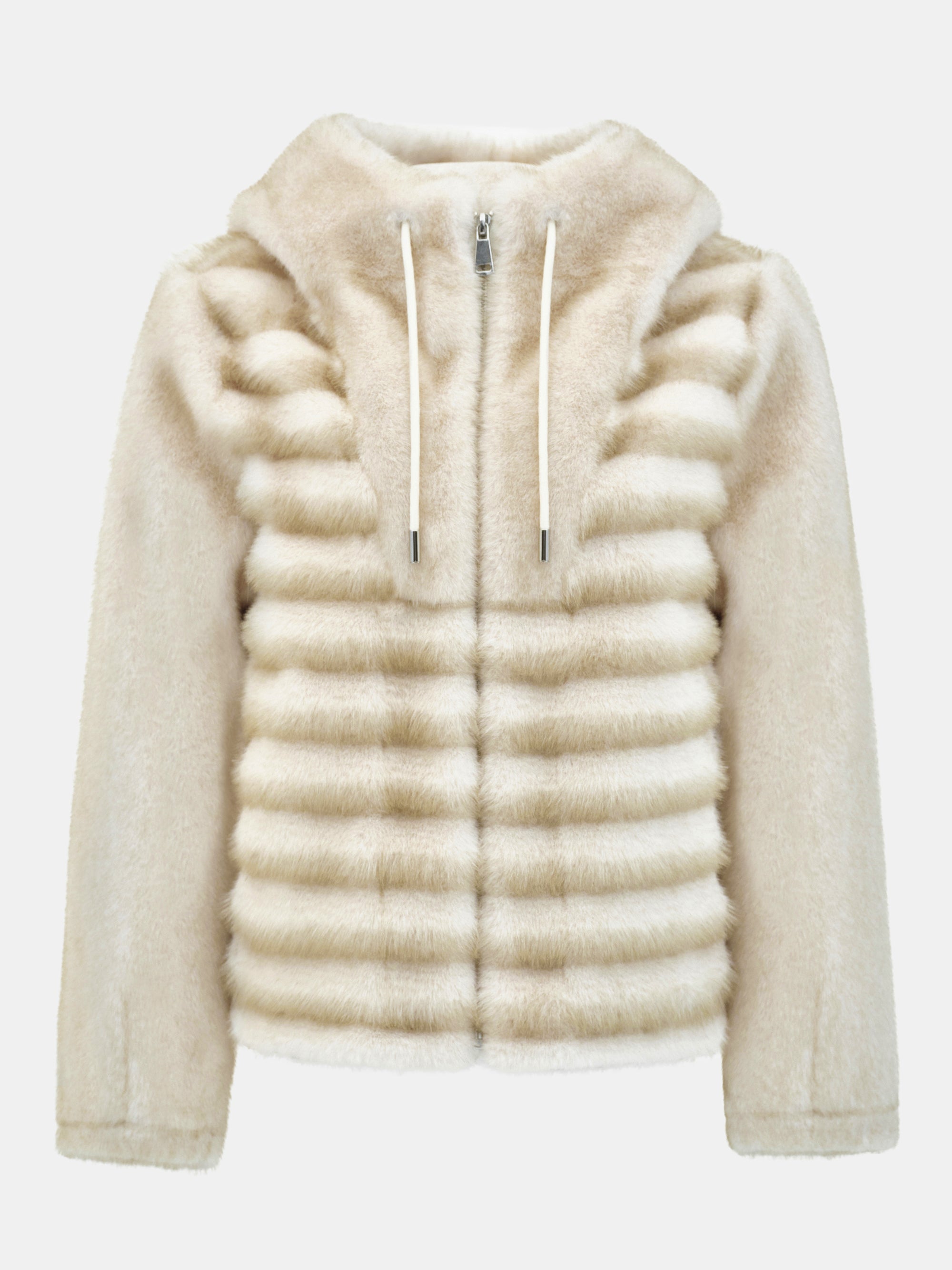 Faux Fur Hooded Jacket, Natural