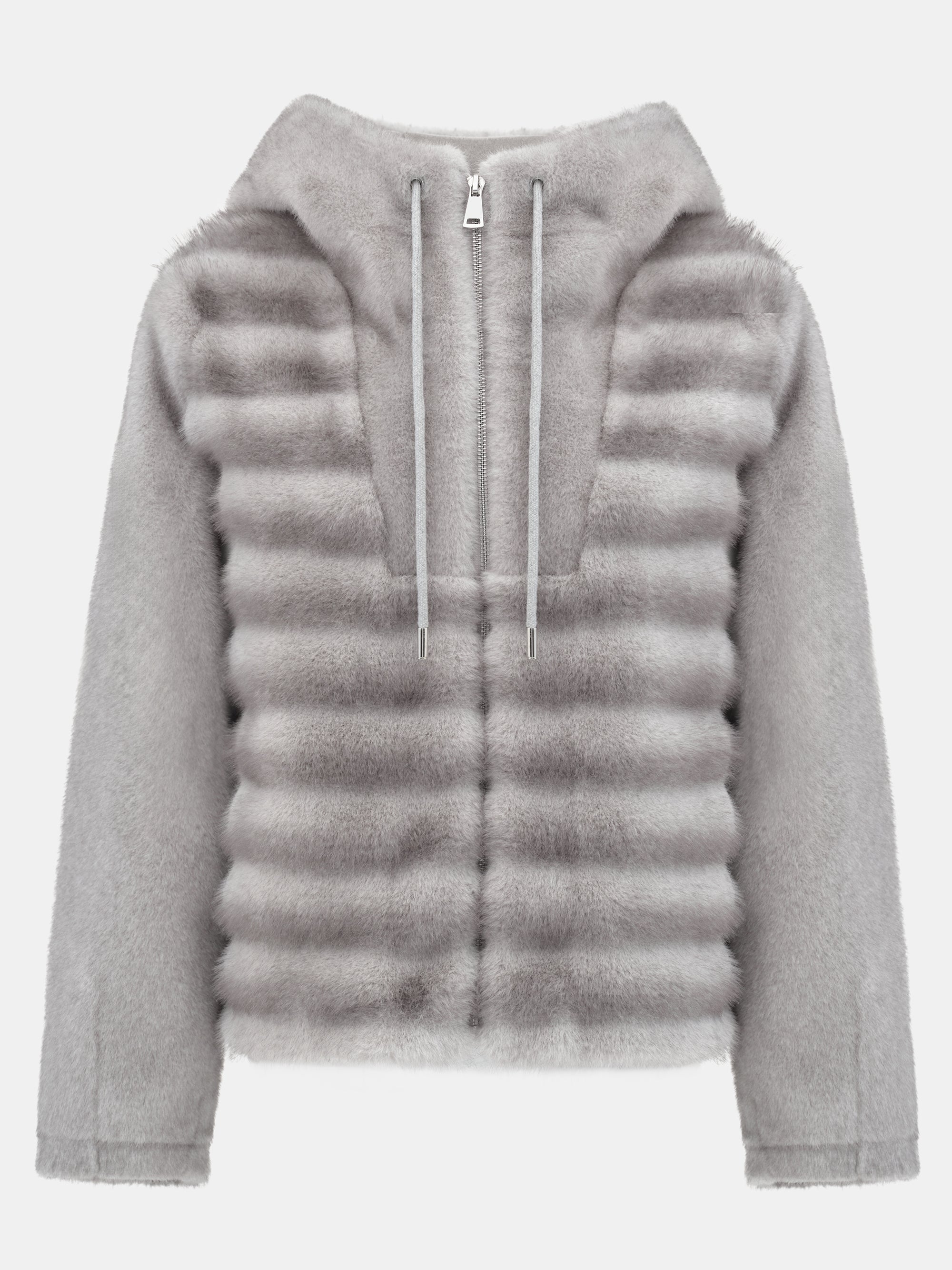 Faux Fur Hooded Jacket, Grey