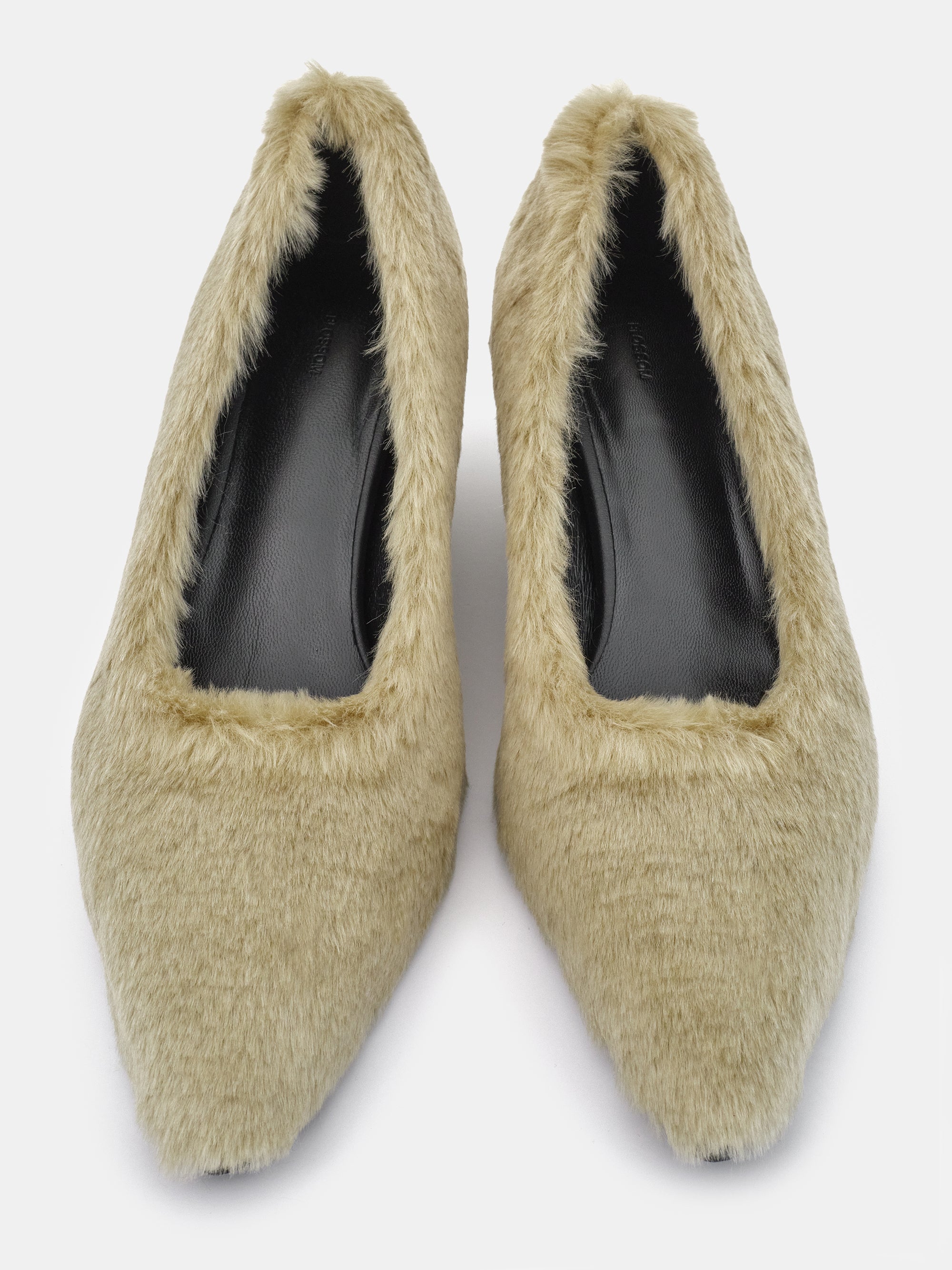Faux-Fur Wedge Heels, Beige