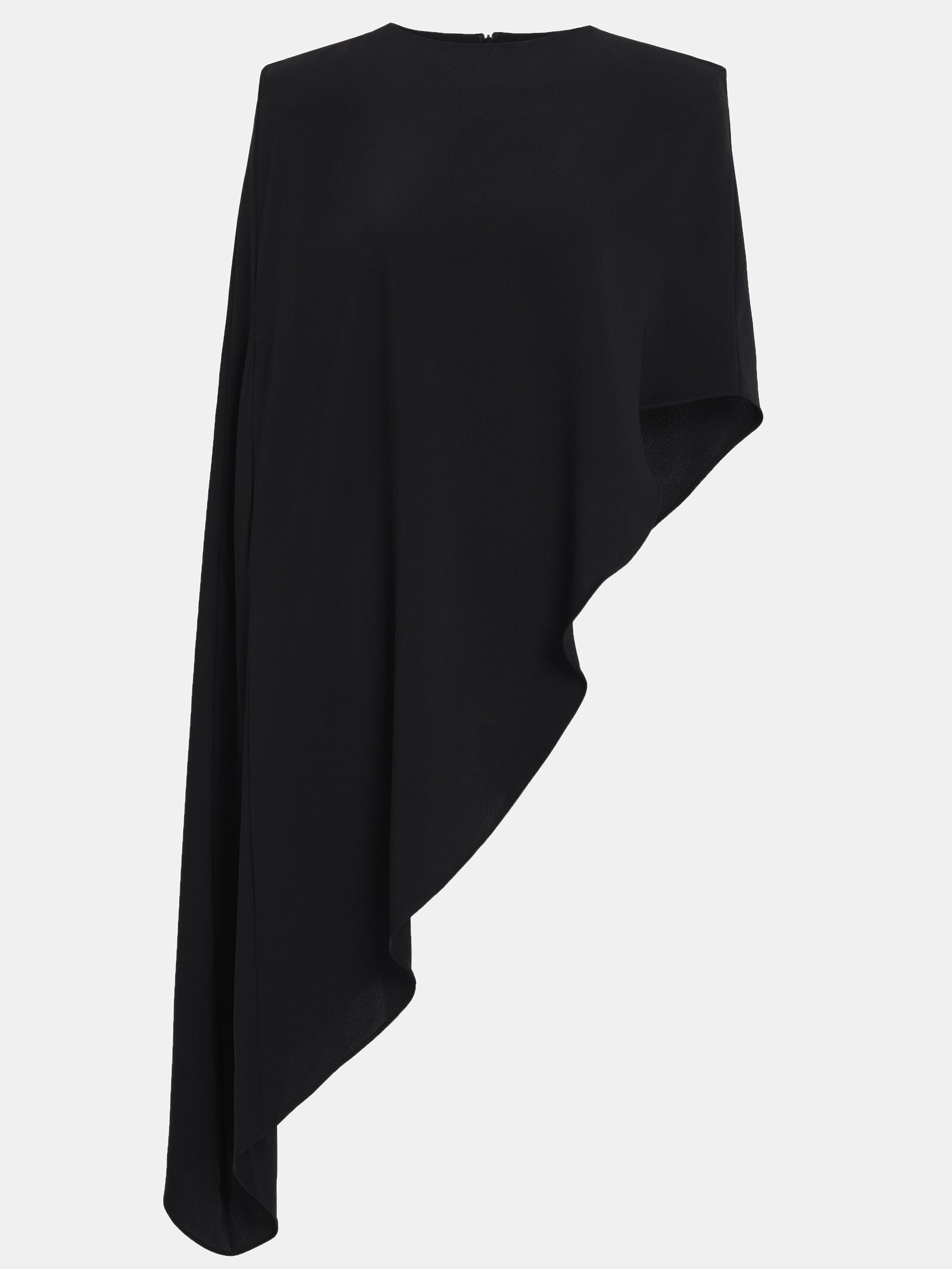 Asymmetric Satin Blouse, Black