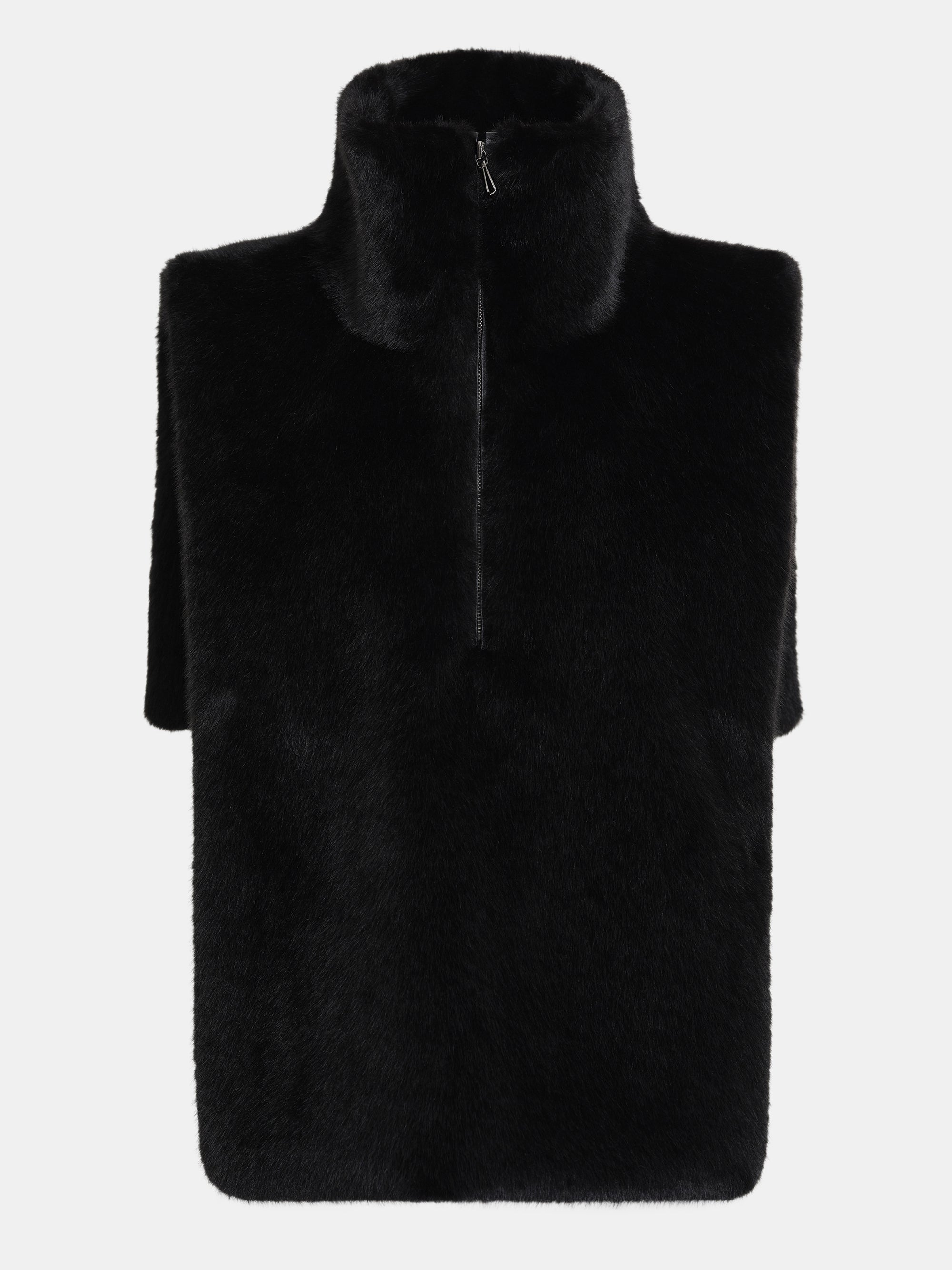 Half-Zip Faux-Fur Vest, Black – SourceUnknown