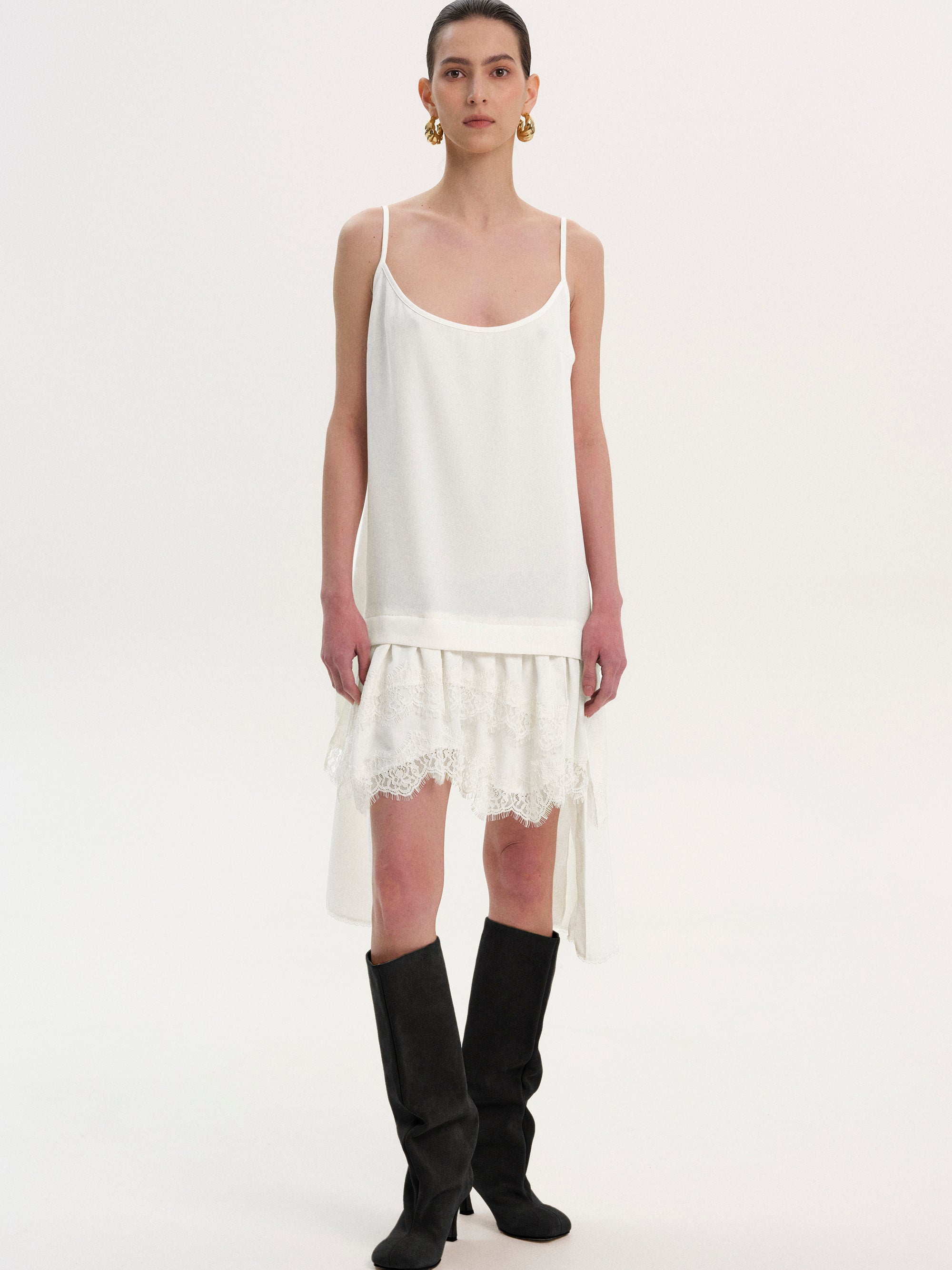 Lingerie Camisole Dress, White Lingerie Camisole Dress, White