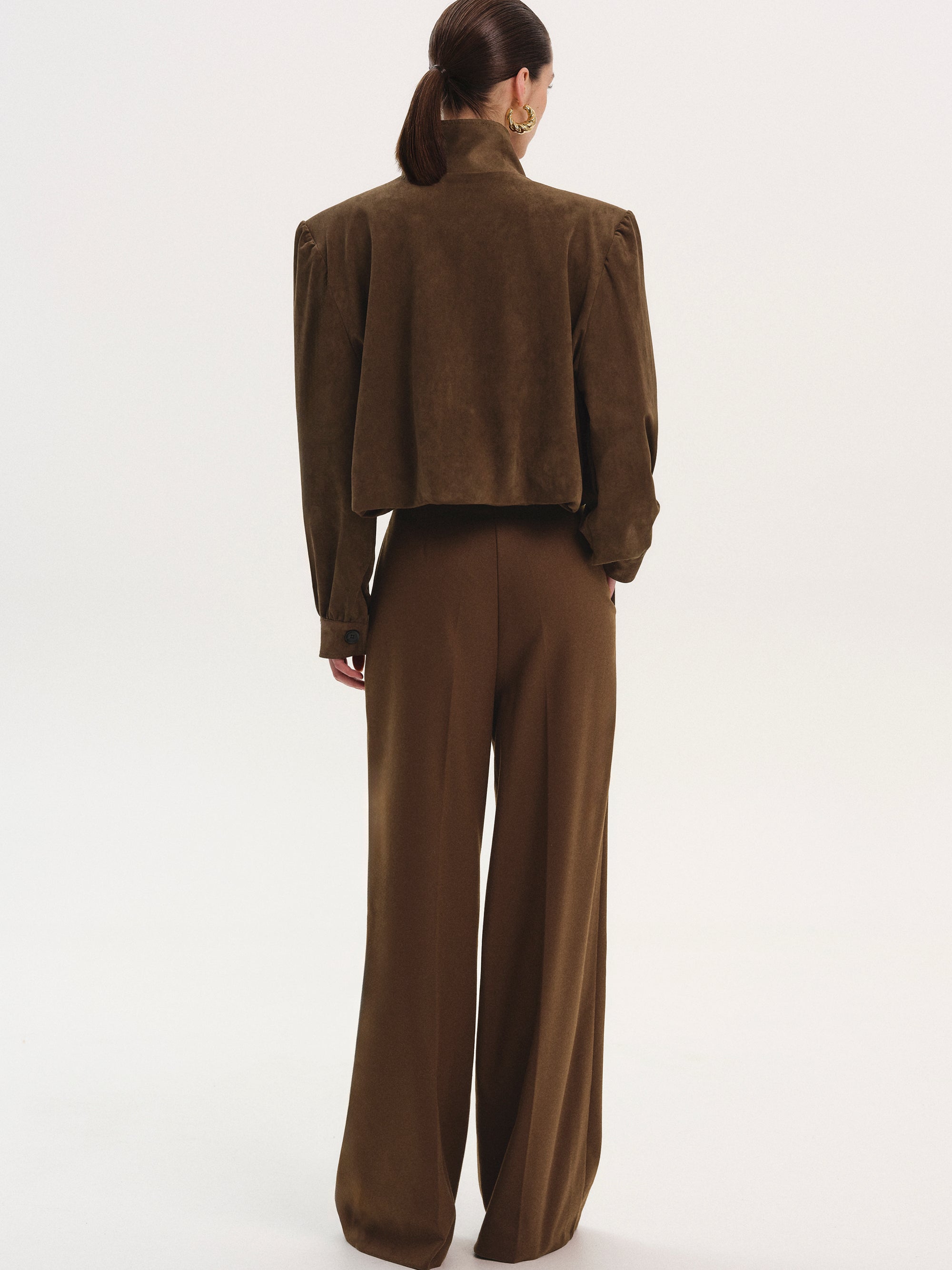 Lalisa Ruched Suede Bomber, Burnt Umber