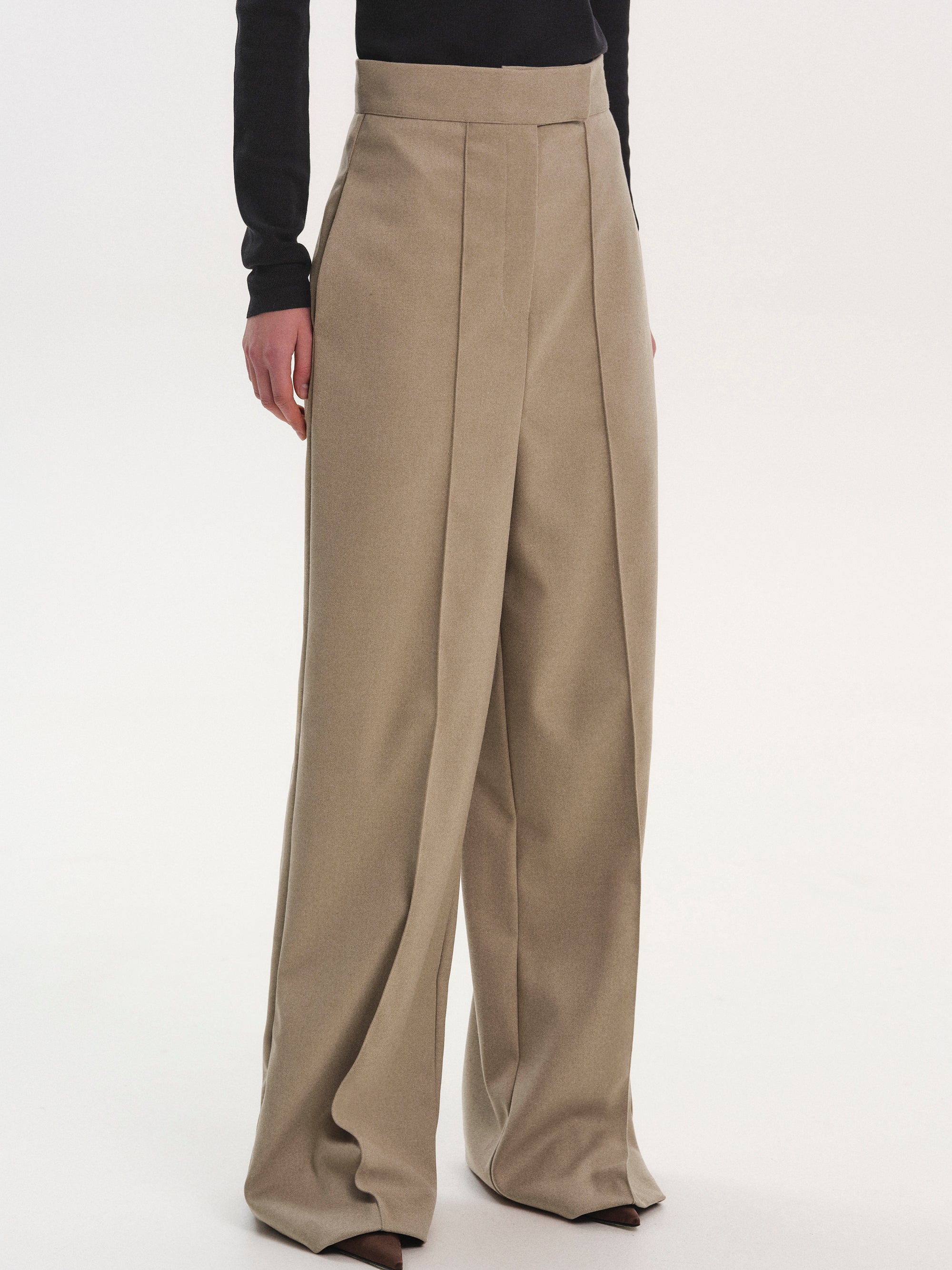 Selvan High Waist Creased Trousers, Mocha