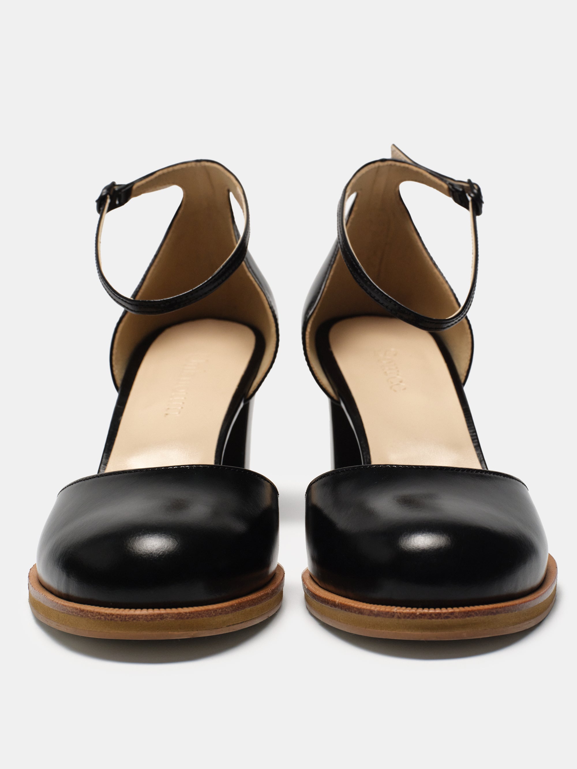 Meti Leather Mary Jane Heels, Black