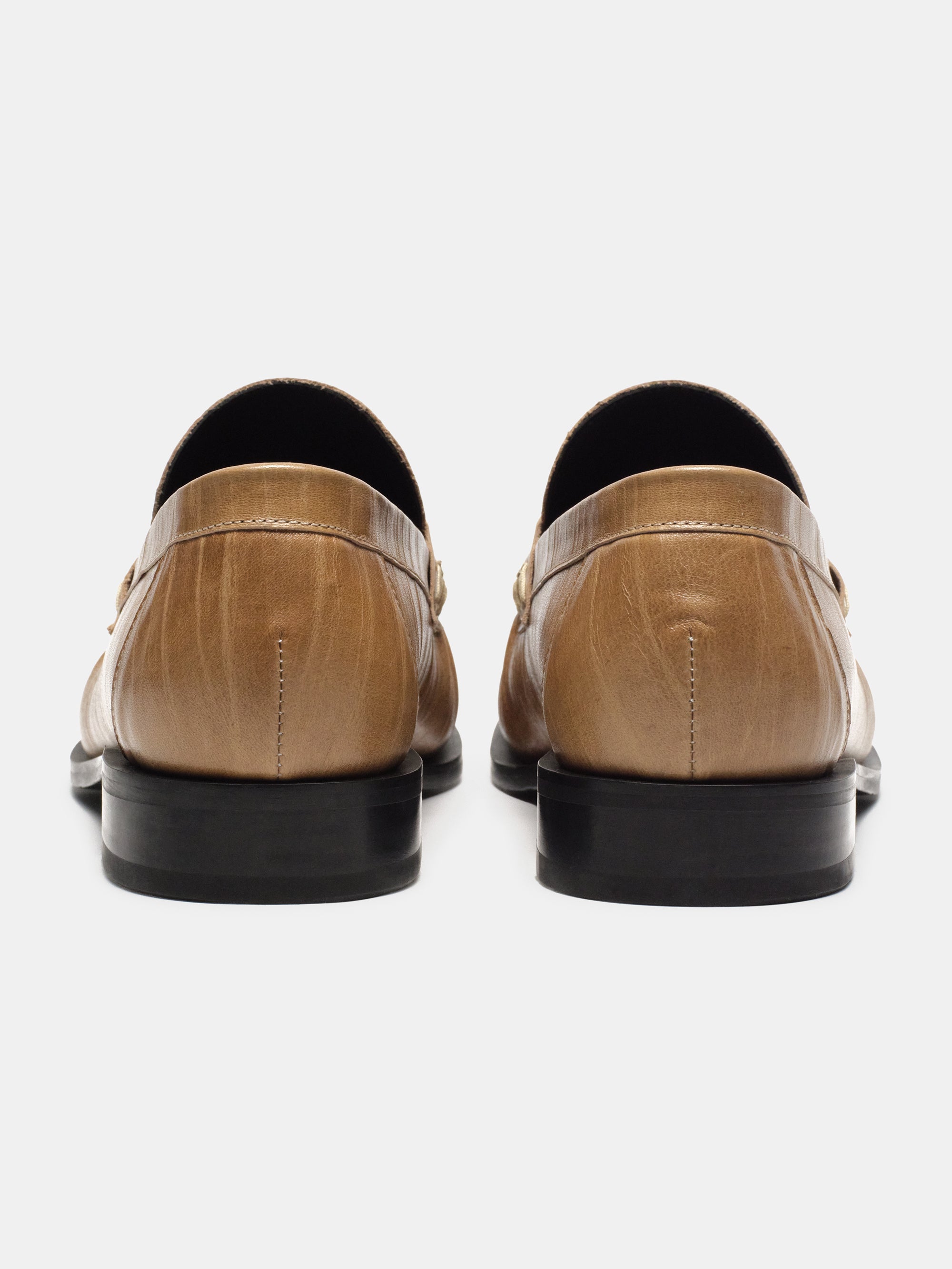Nestos Cracked Leather Penny Loafers, Walnut