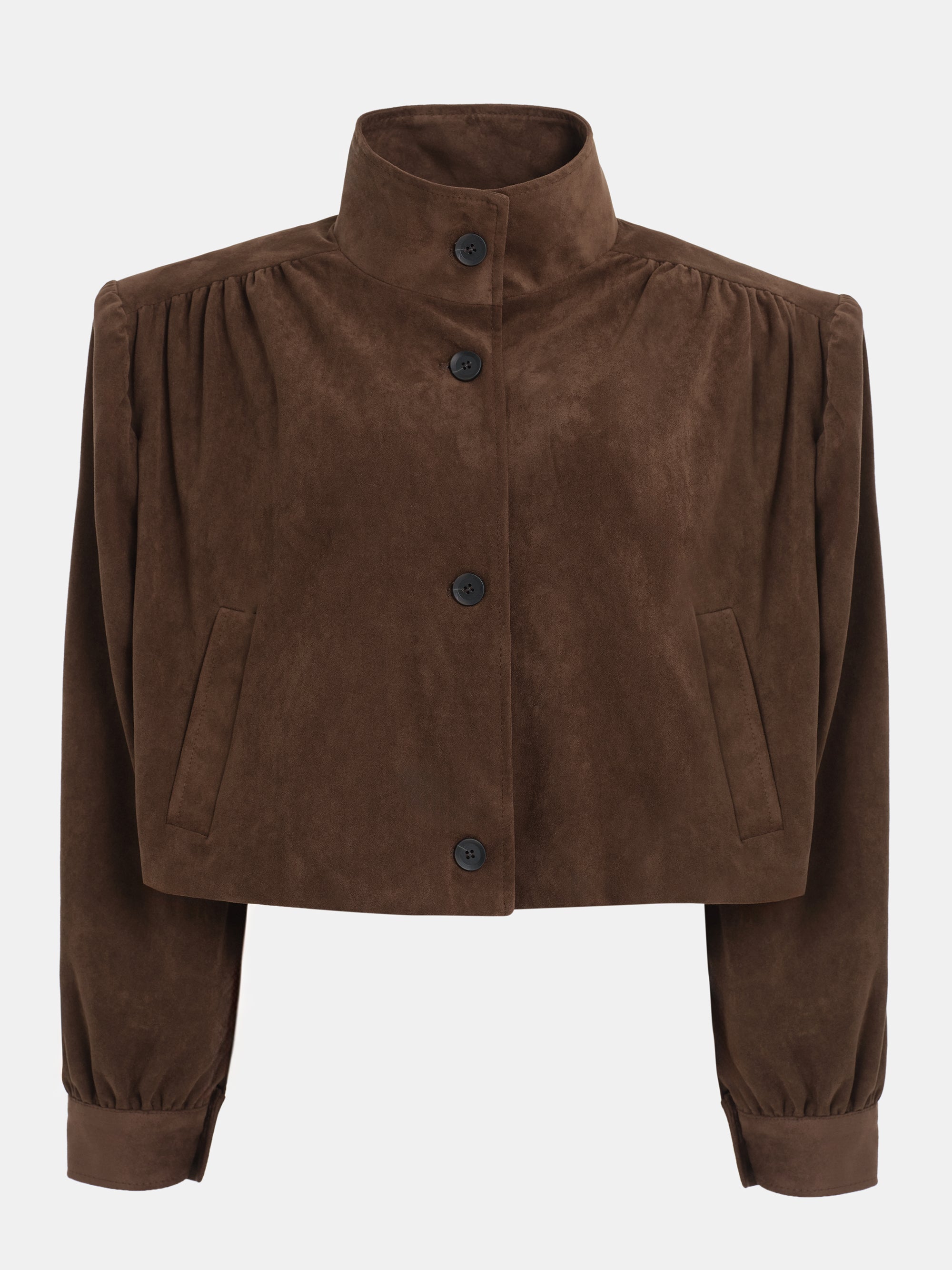 Lalisa Ruched Suede Bomber, Burnt Umber