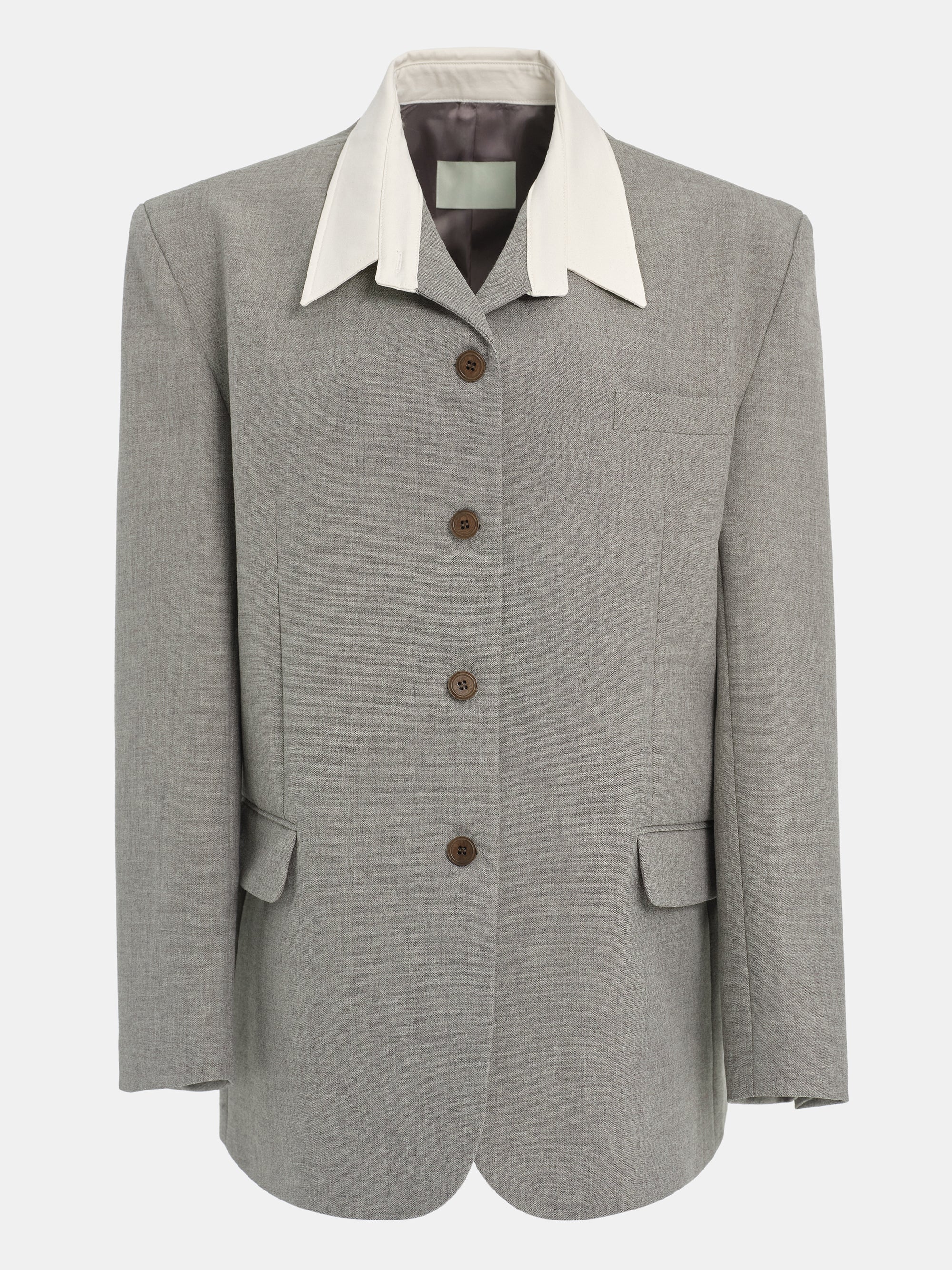 Shirt Collar Blazer, Grey Melange