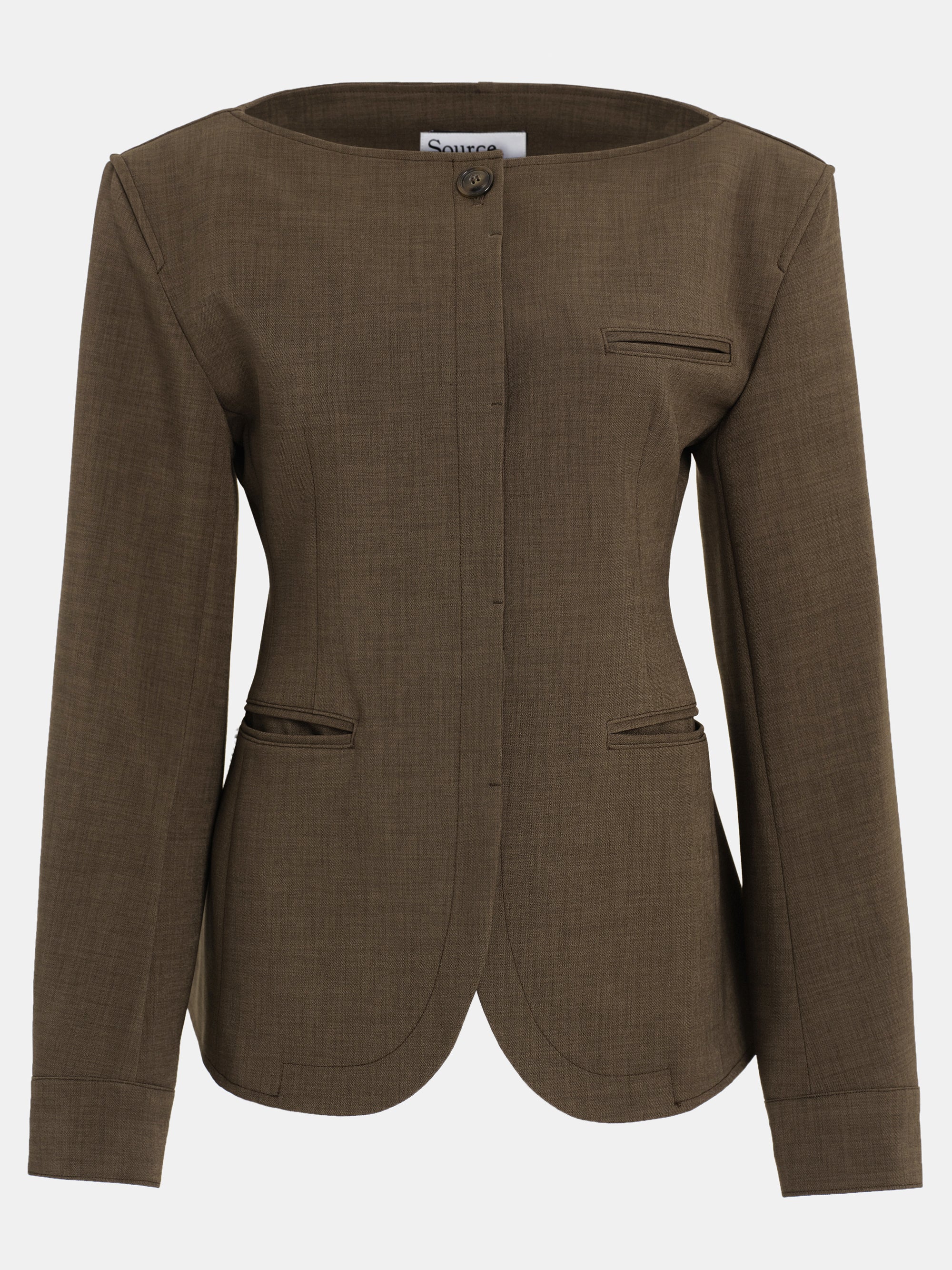 Matteo Boat Neck Cinched Blazer, Brown