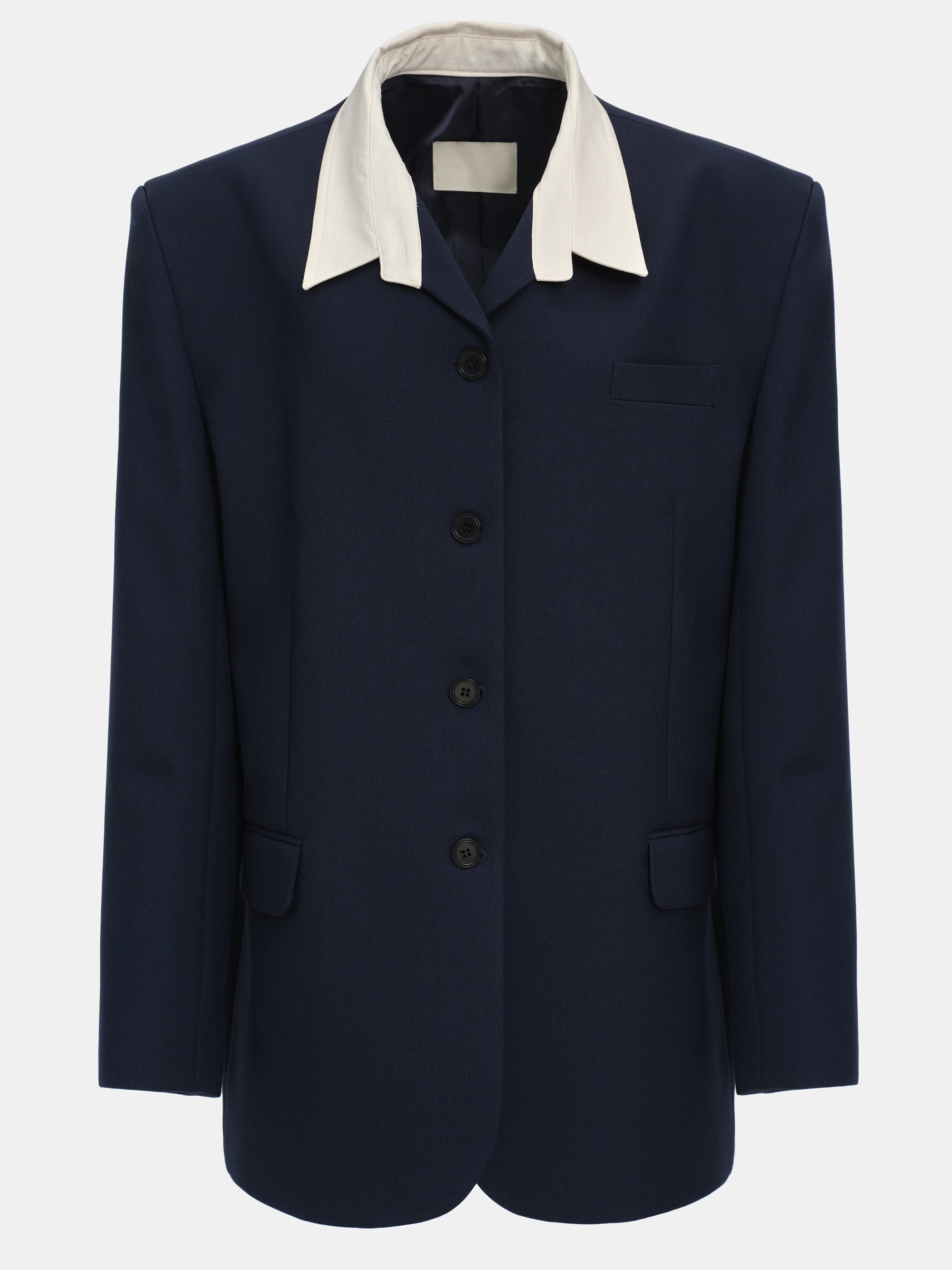 Shirt Collar Blazer, Navy Melange