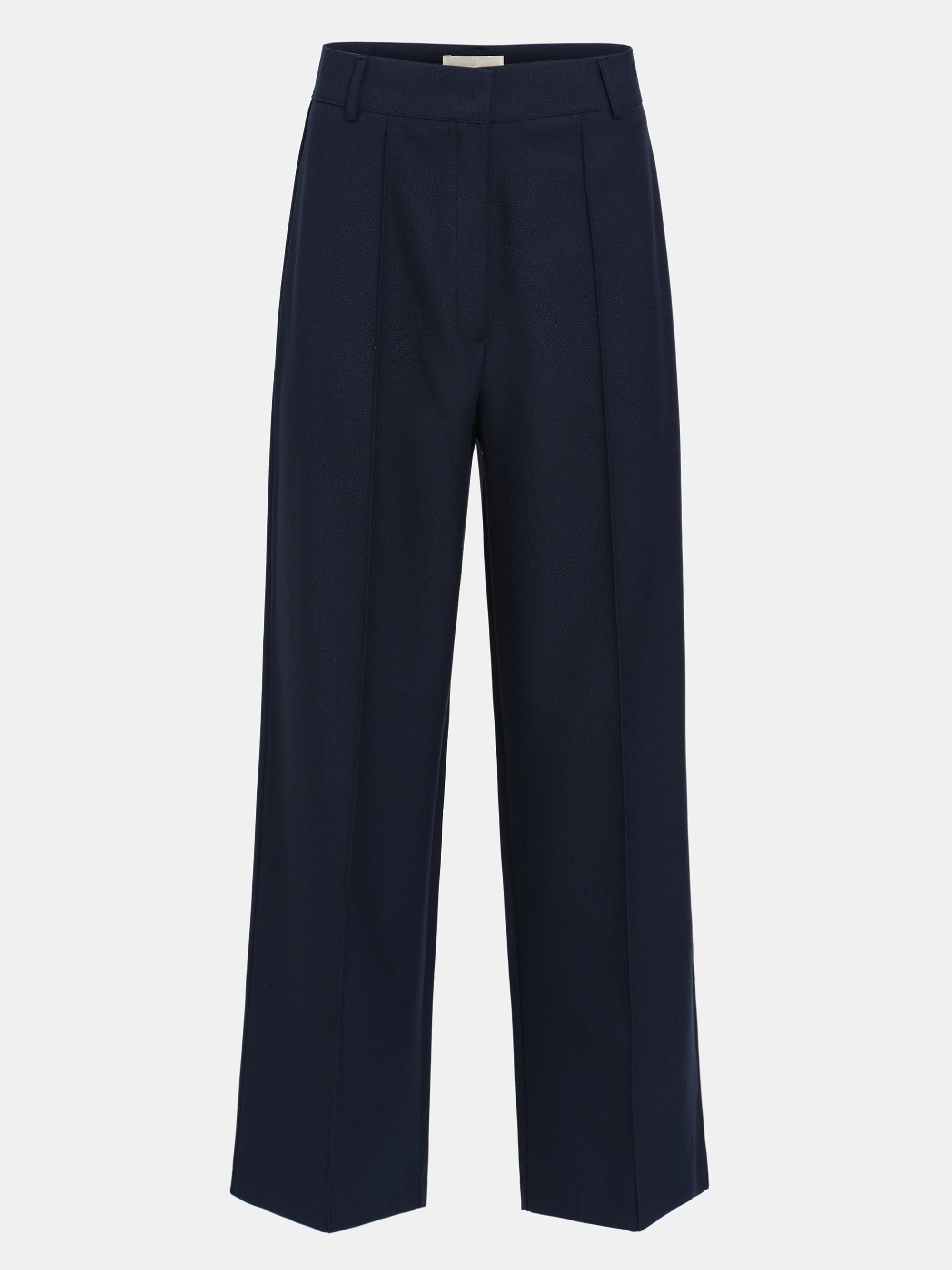 Creased Straight Trousers, Navy
