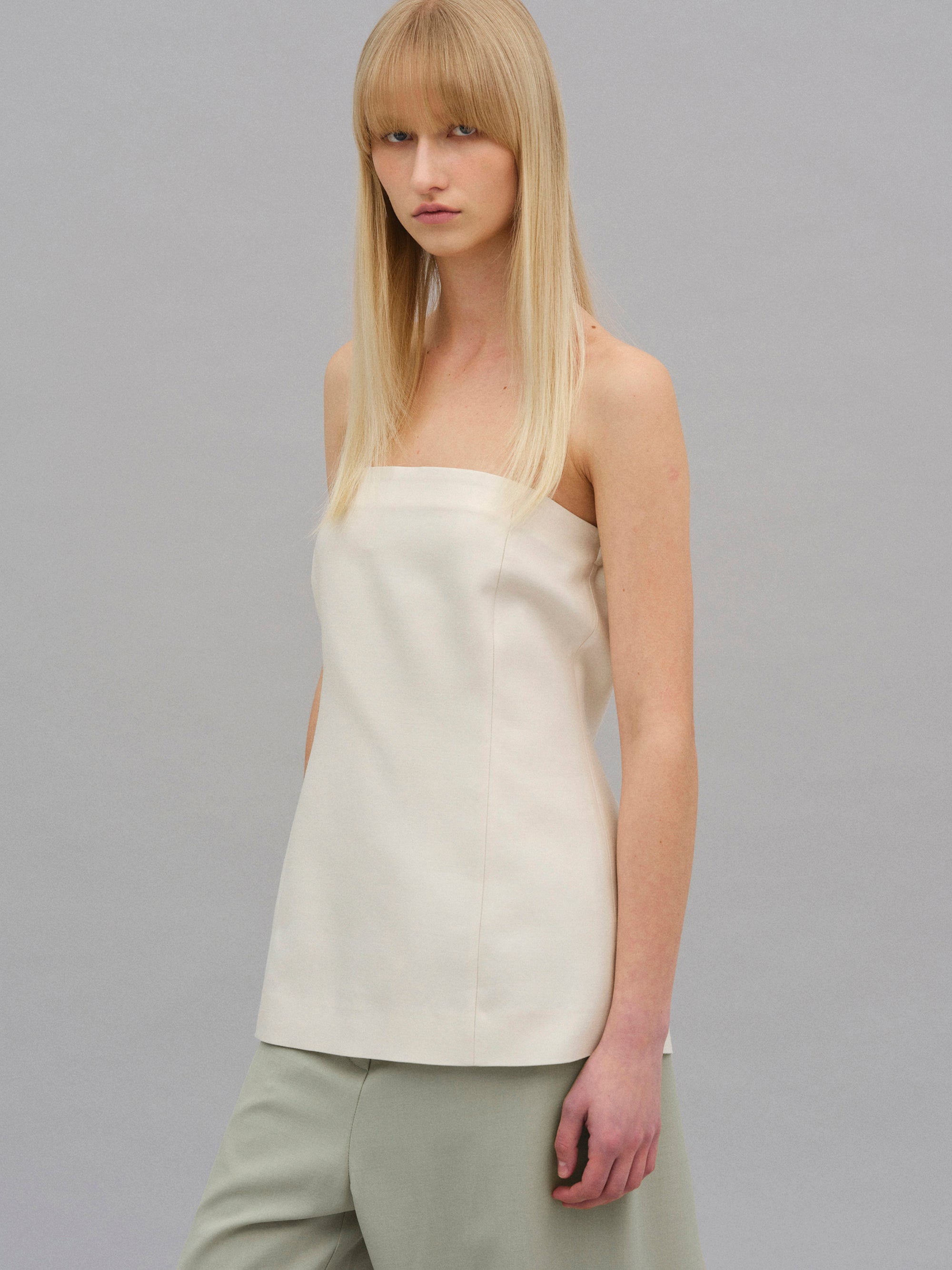 Wool-Silk Bustier, Ivory