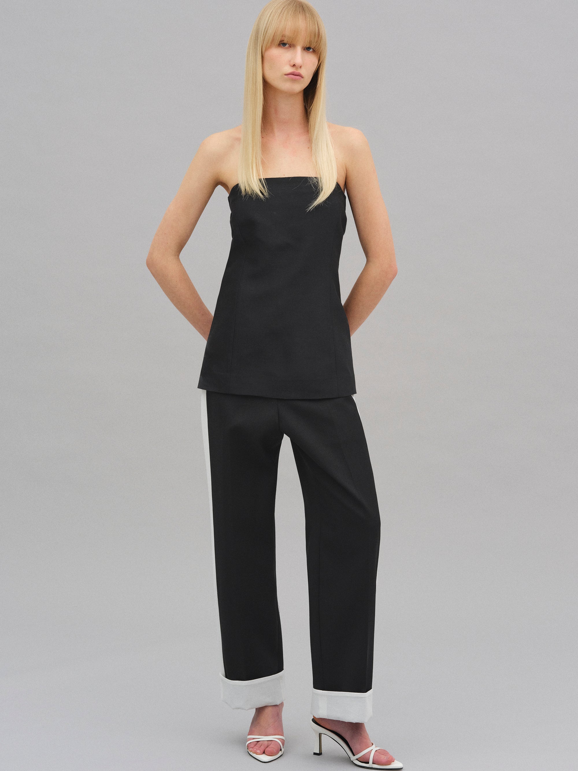 Wool-Silk Bustier, Black