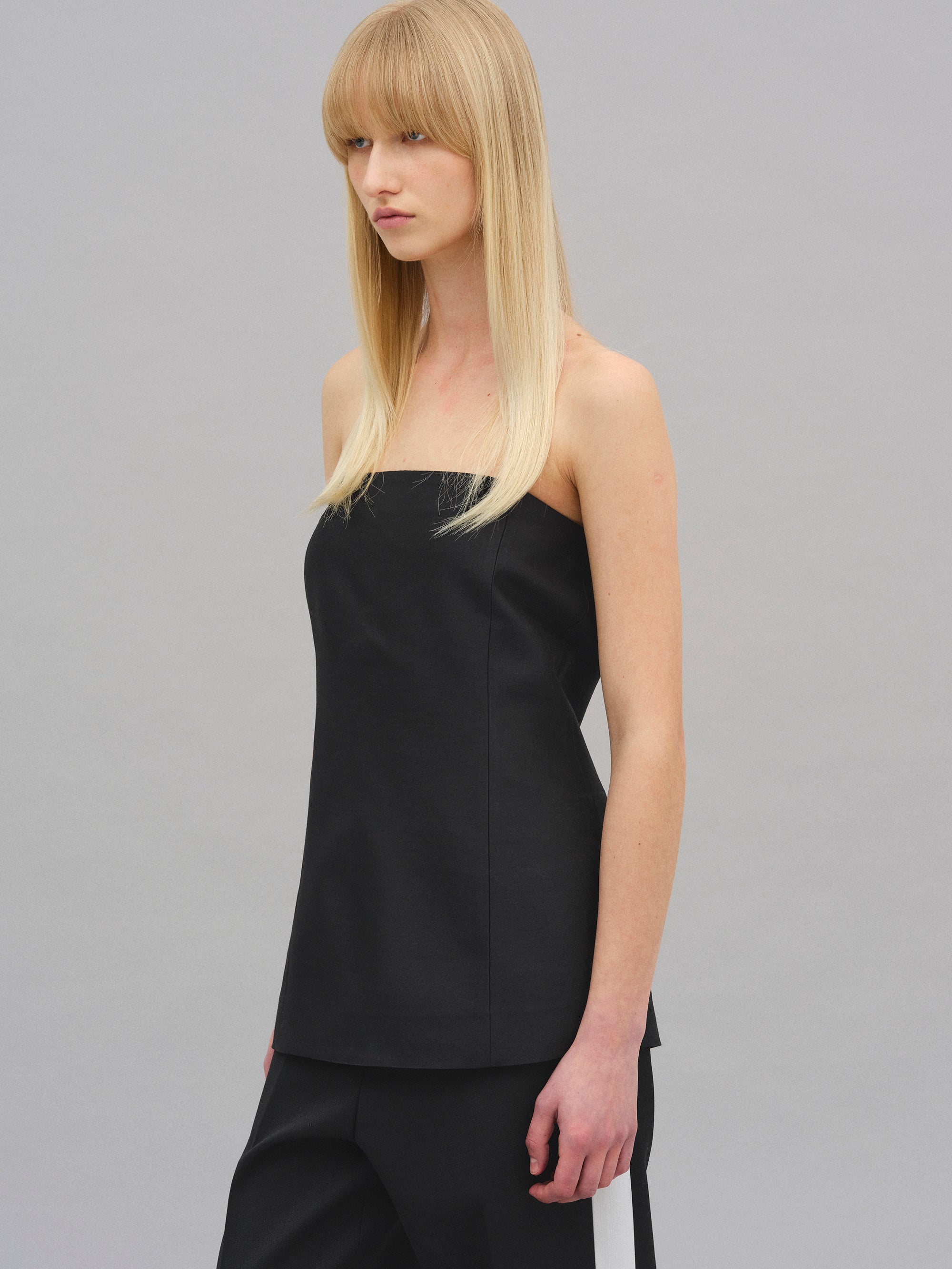 Wool-Silk Bustier, Black