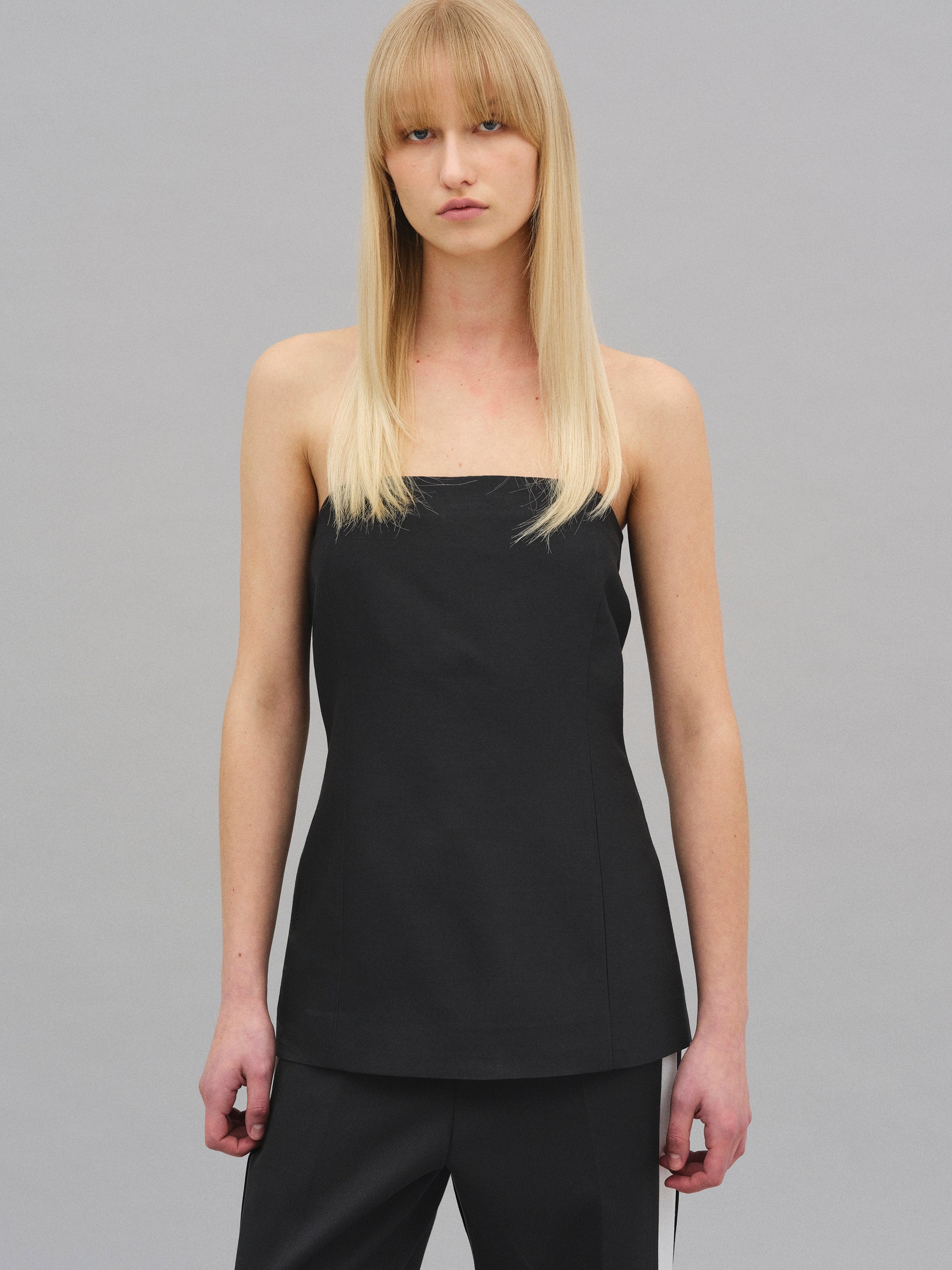 Wool-Silk Bustier, Black