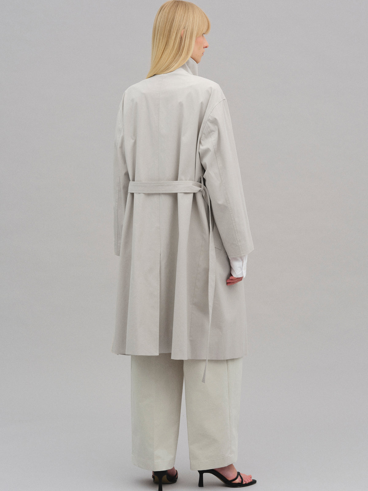 Paolo High-Neck Trench Coat, Beige