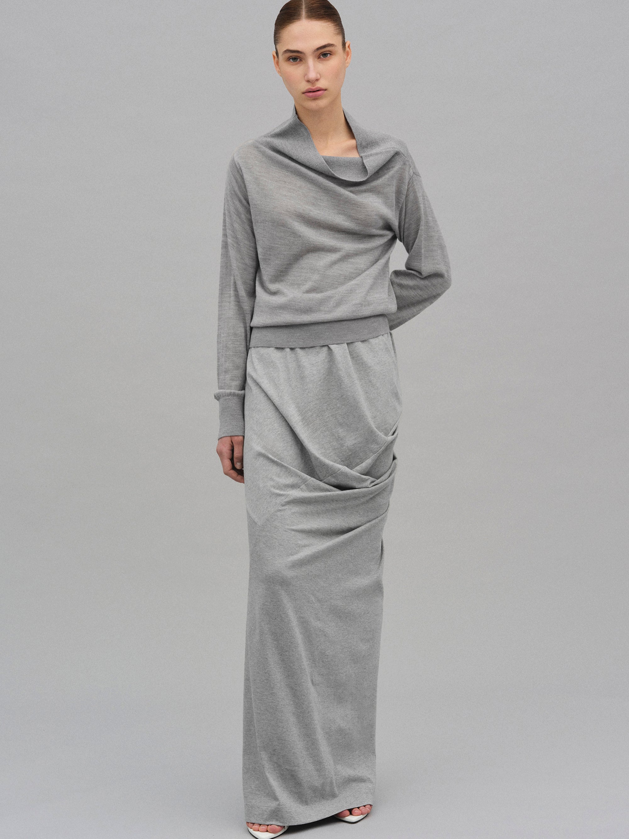 Cowl-Neck Pullover, Grey