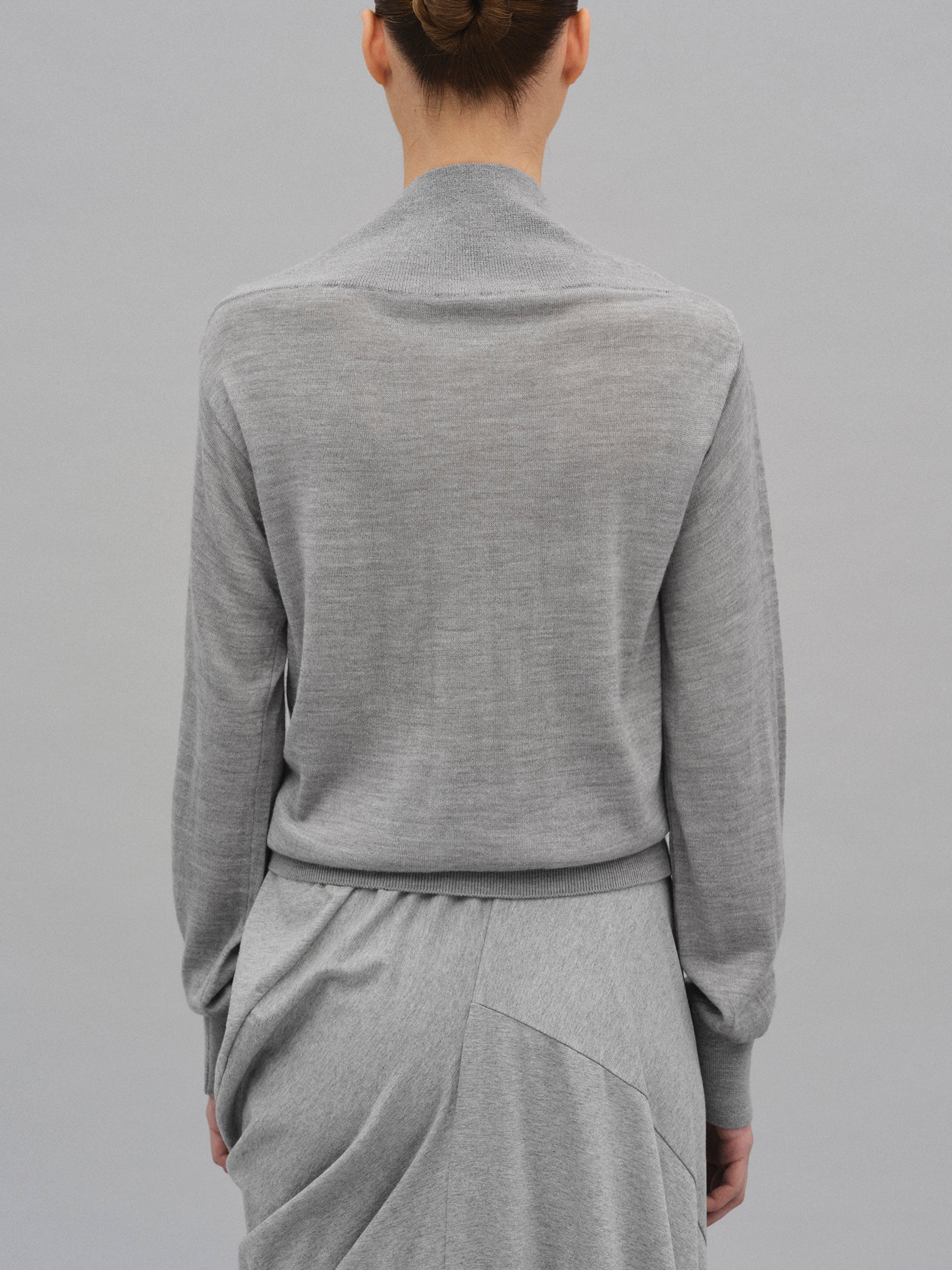 Cowl-Neck Pullover, Grey