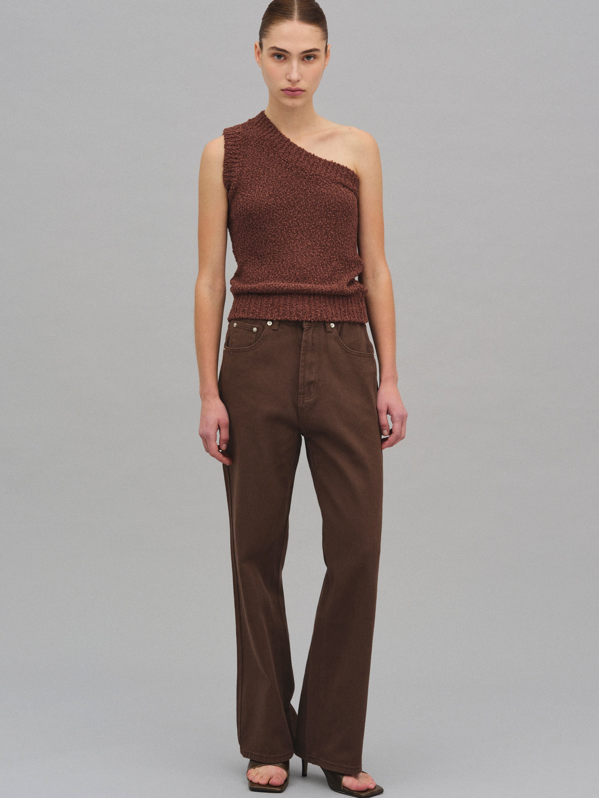 Straight Cotton Pants, Chocolate