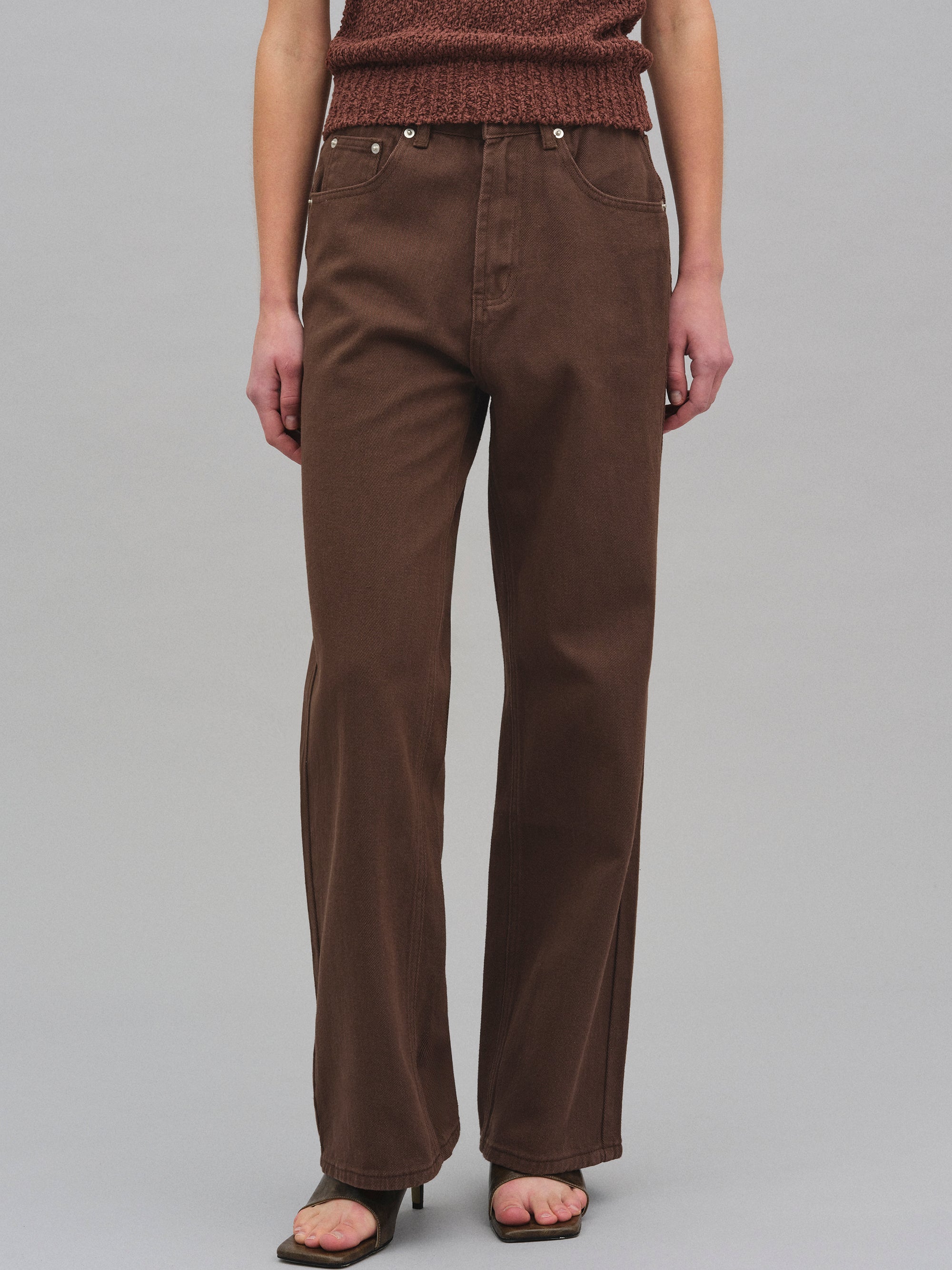 Straight Cotton Pants, Chocolate
