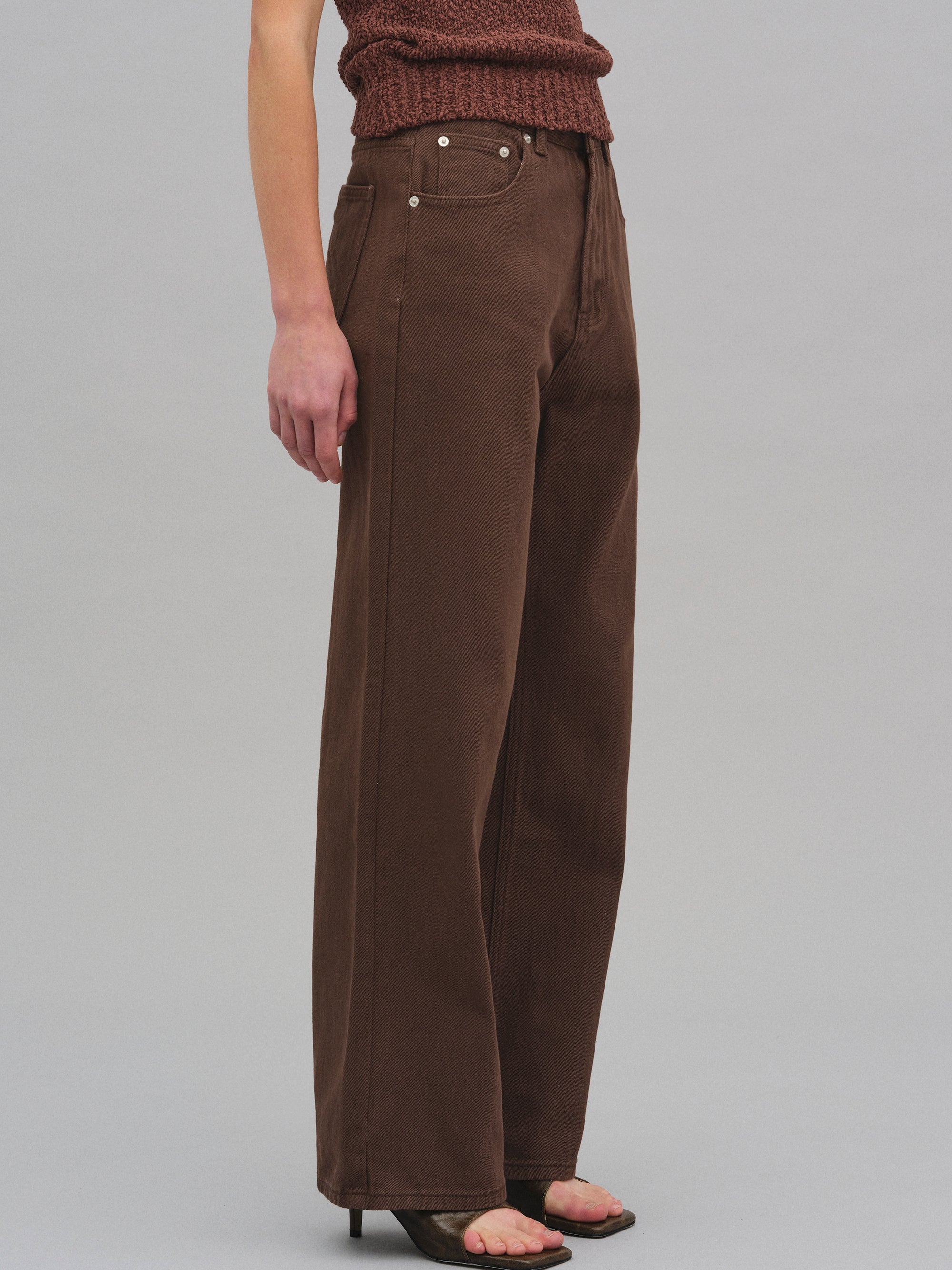 Straight Cotton Pants, Chocolate