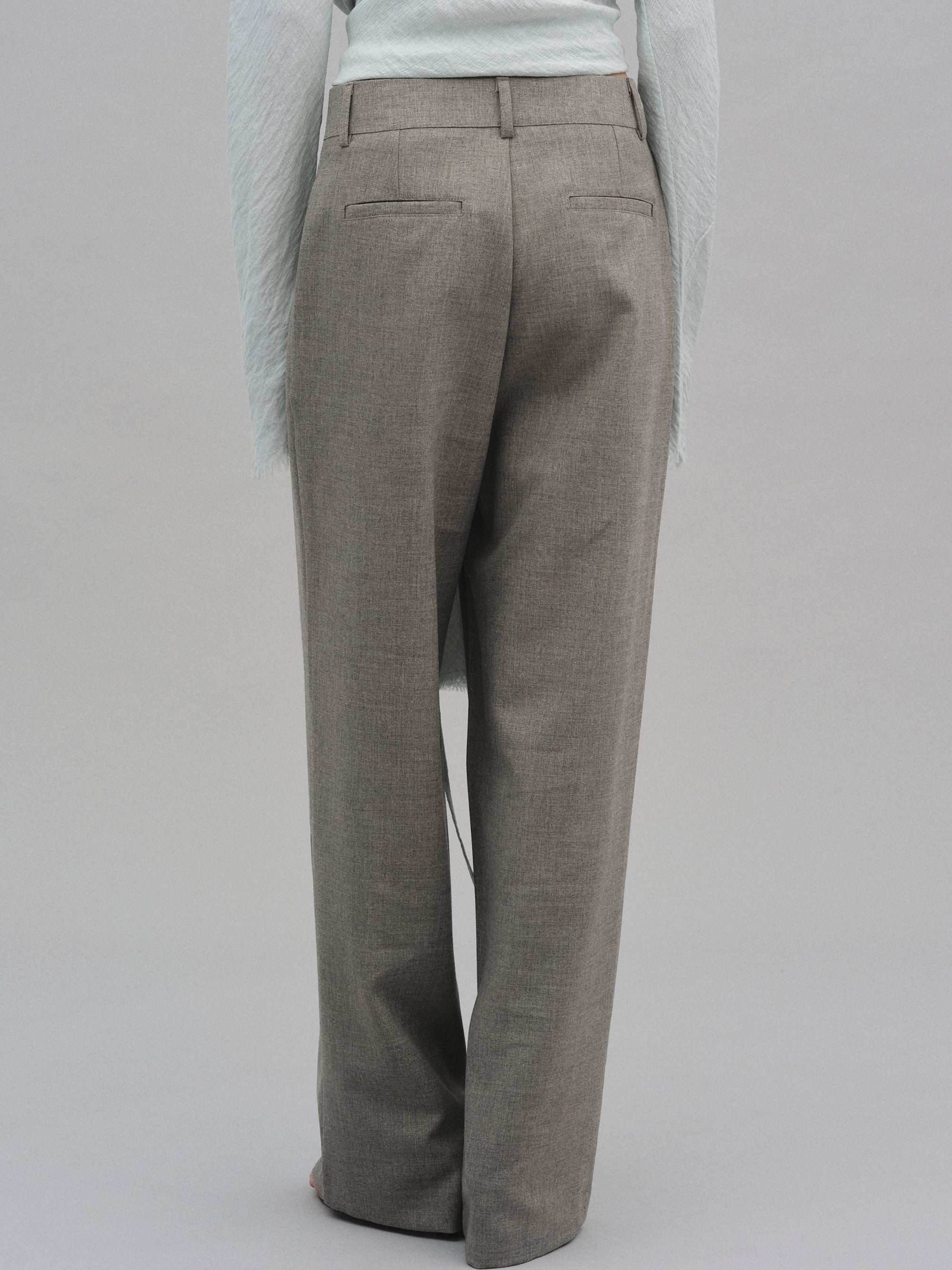 Creased Melange Trousers, Khaki