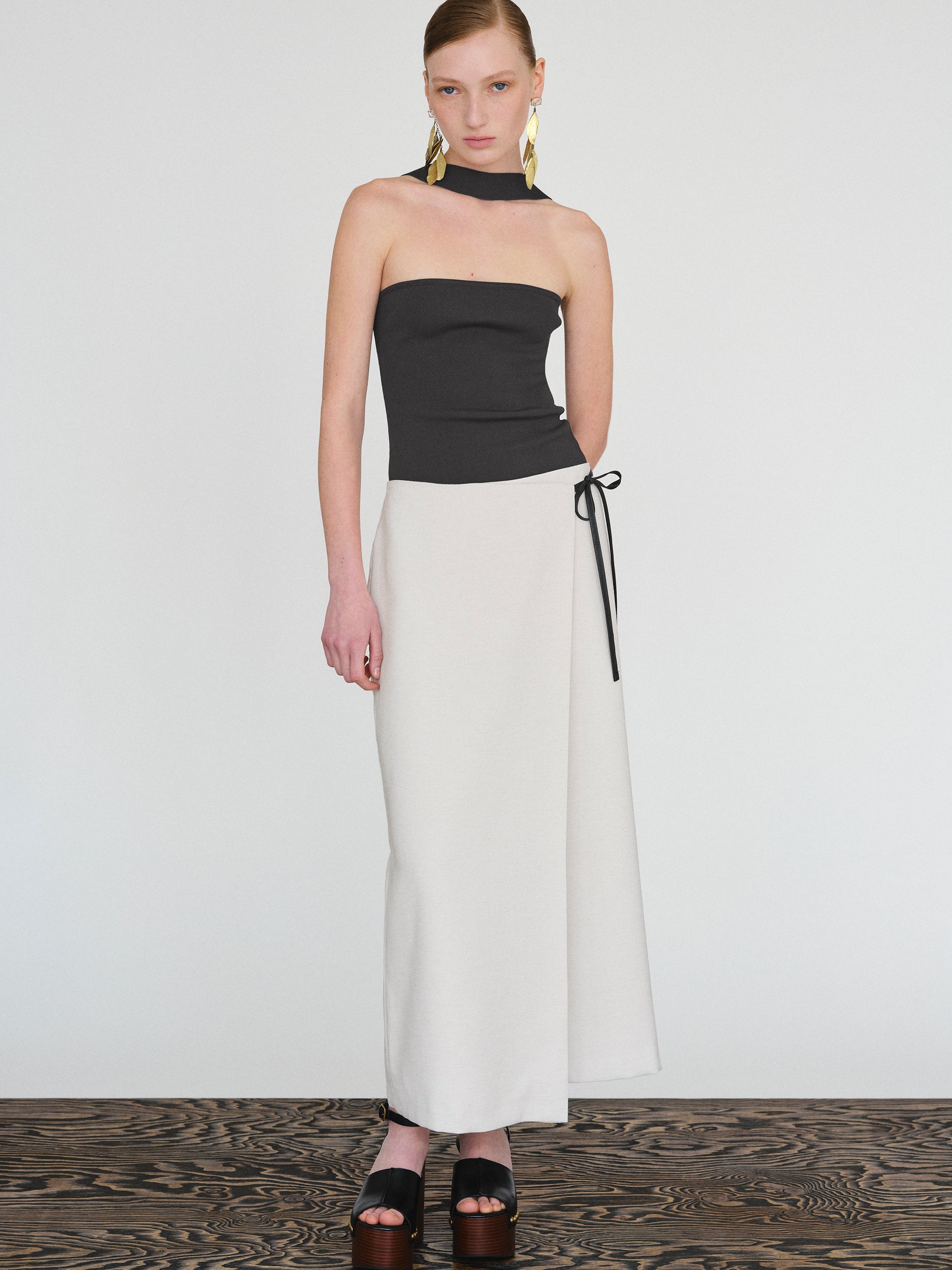 Wrap Linen Skirt, Ivory