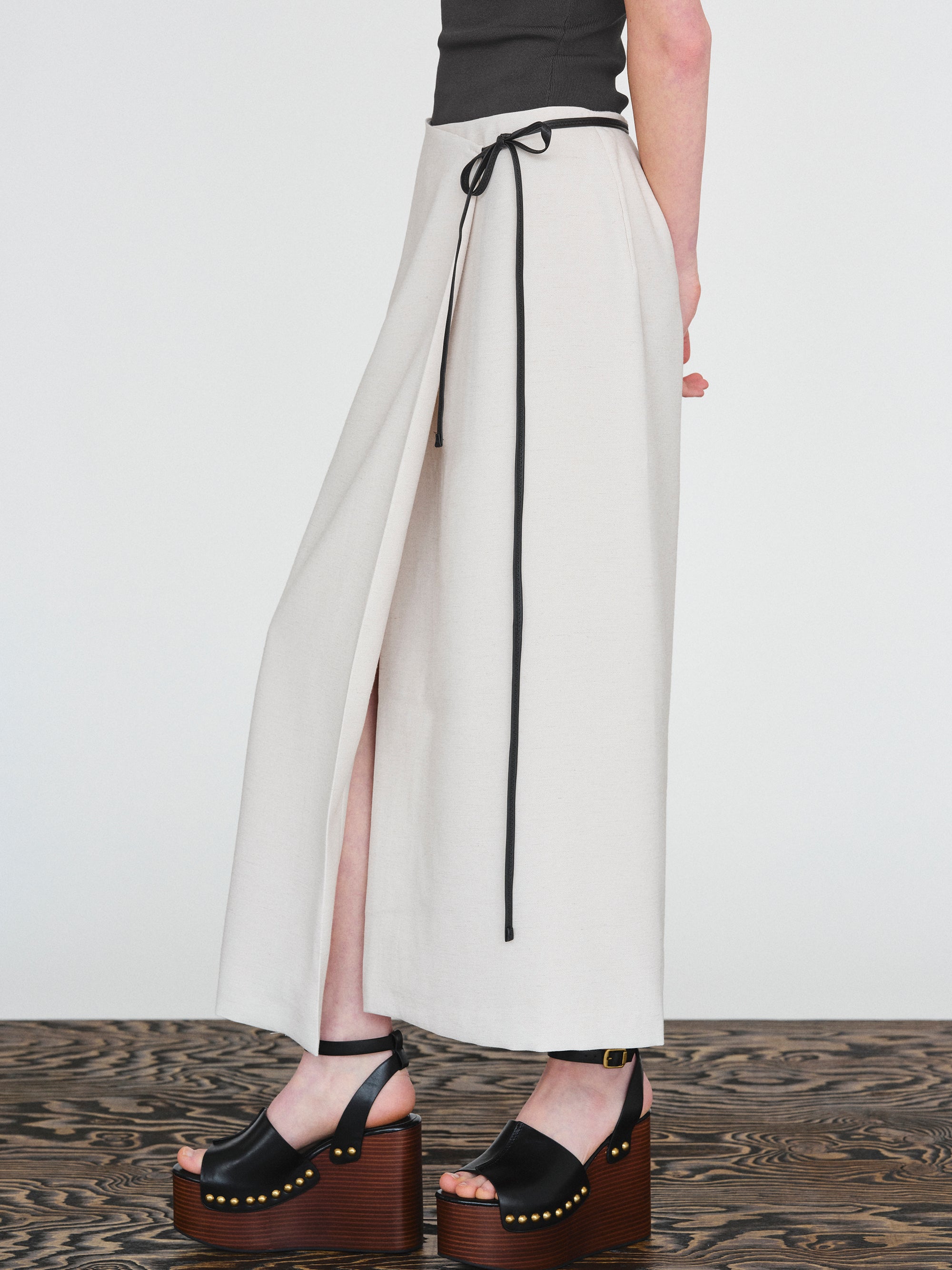 Wrap Linen Skirt, Ivory