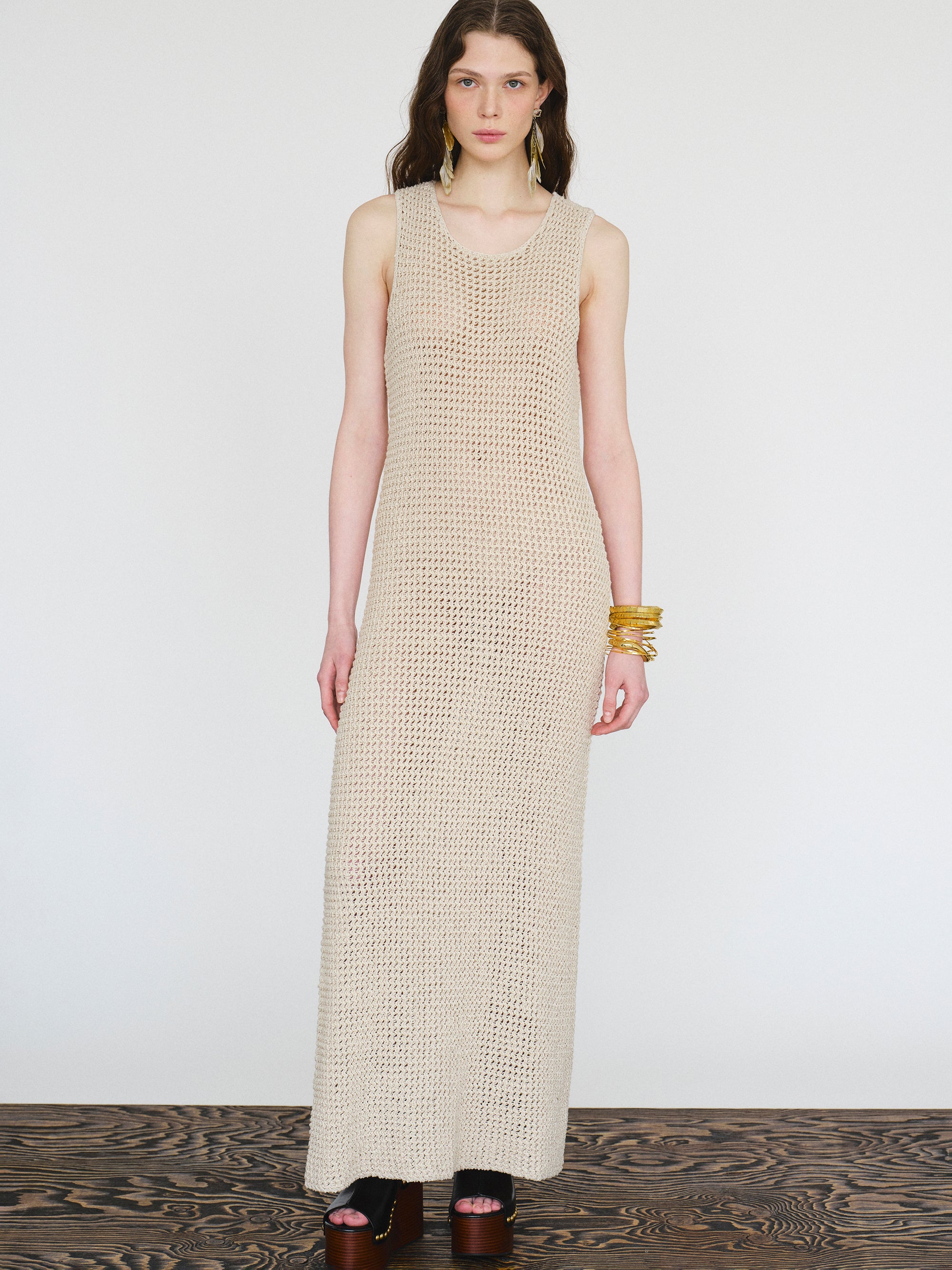 Crochet Maxi Dress, Natural