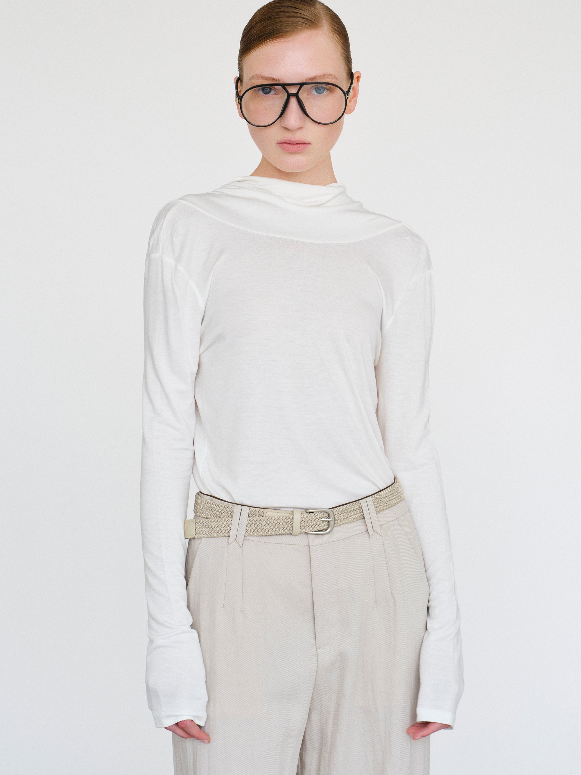 Drop Back Blouse, White
