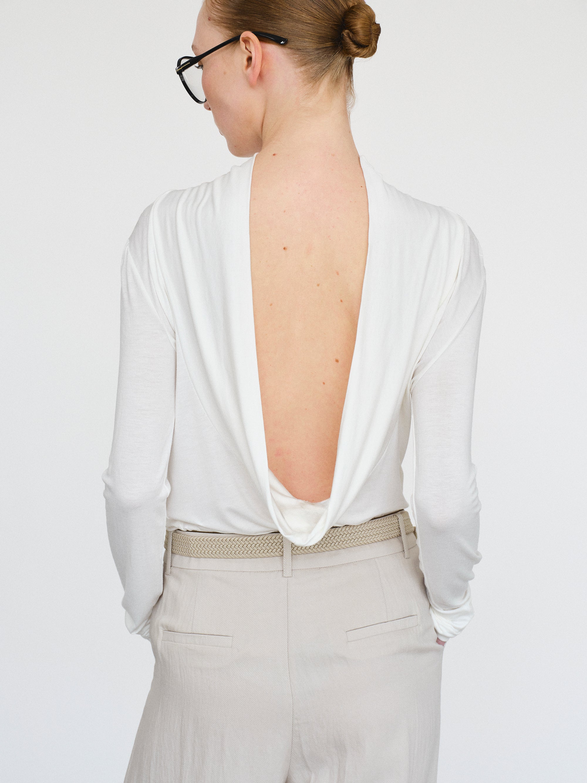 Drop Back Blouse, White