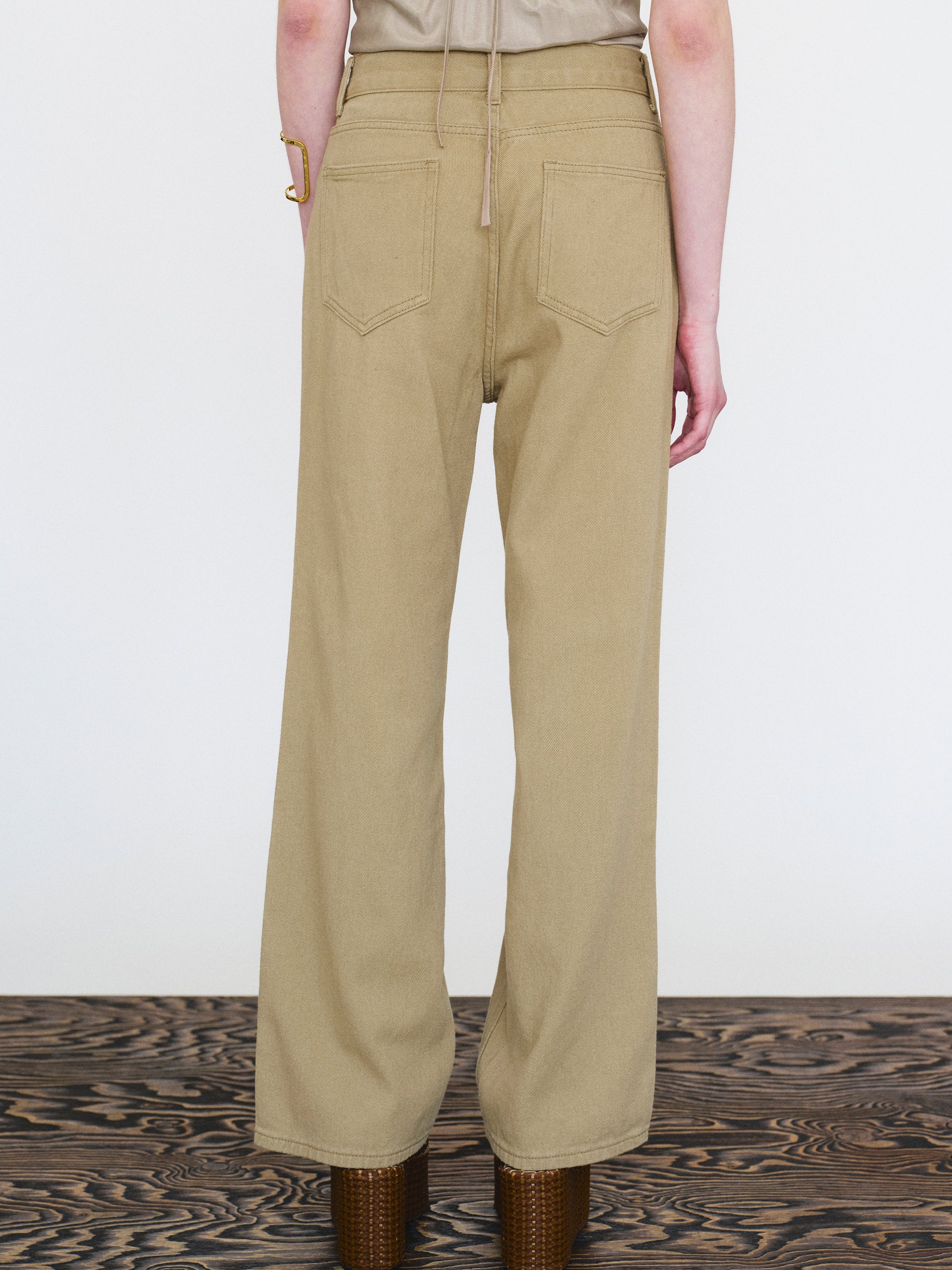 Straight Cotton Pants, Sand