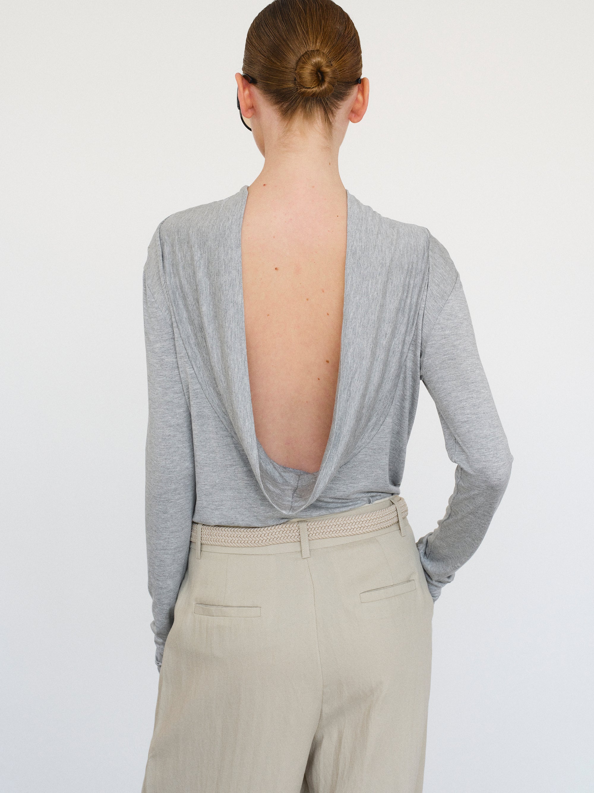 Drop Back Blouse, Grey