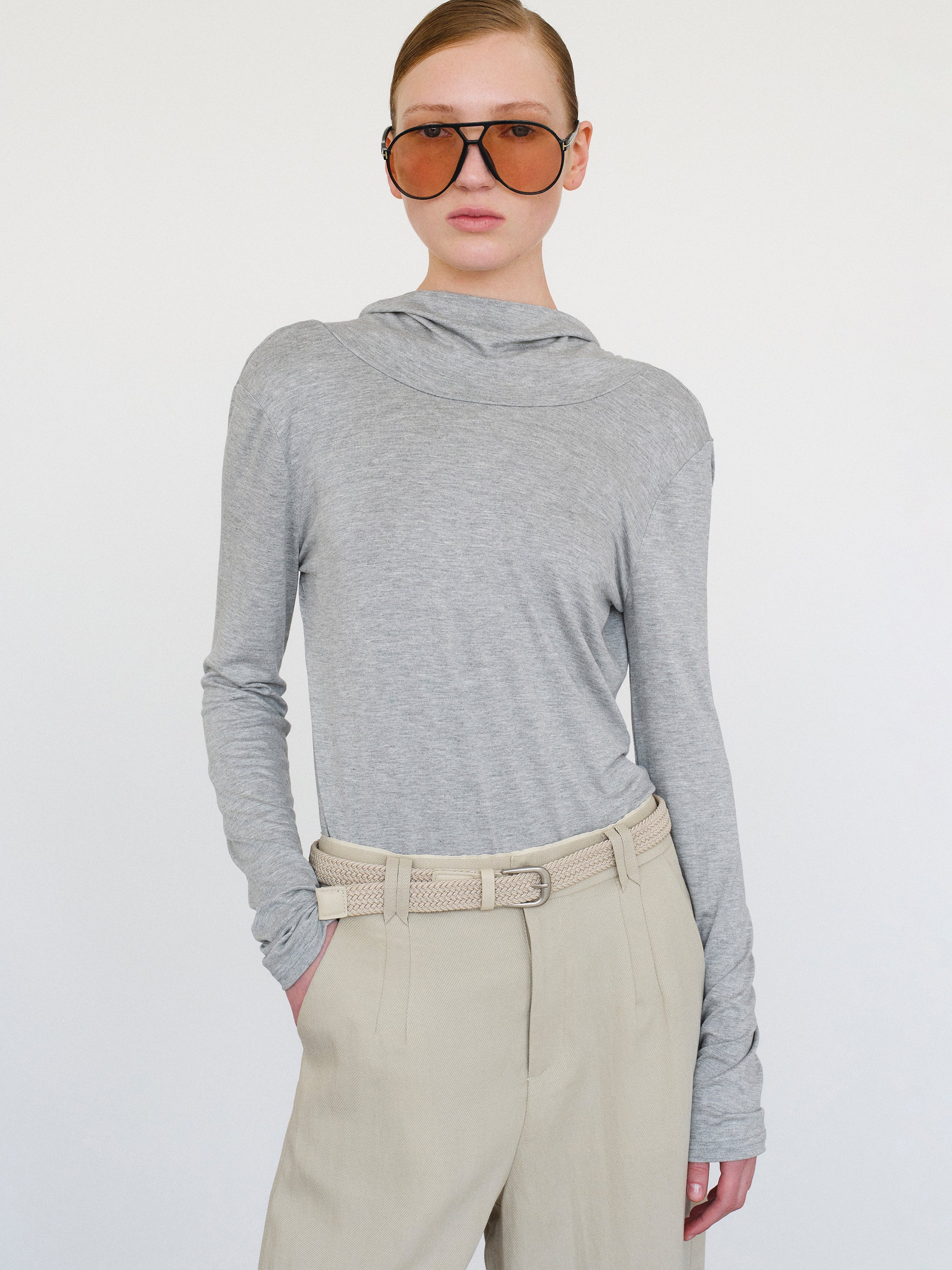 Drop Back Blouse, Grey