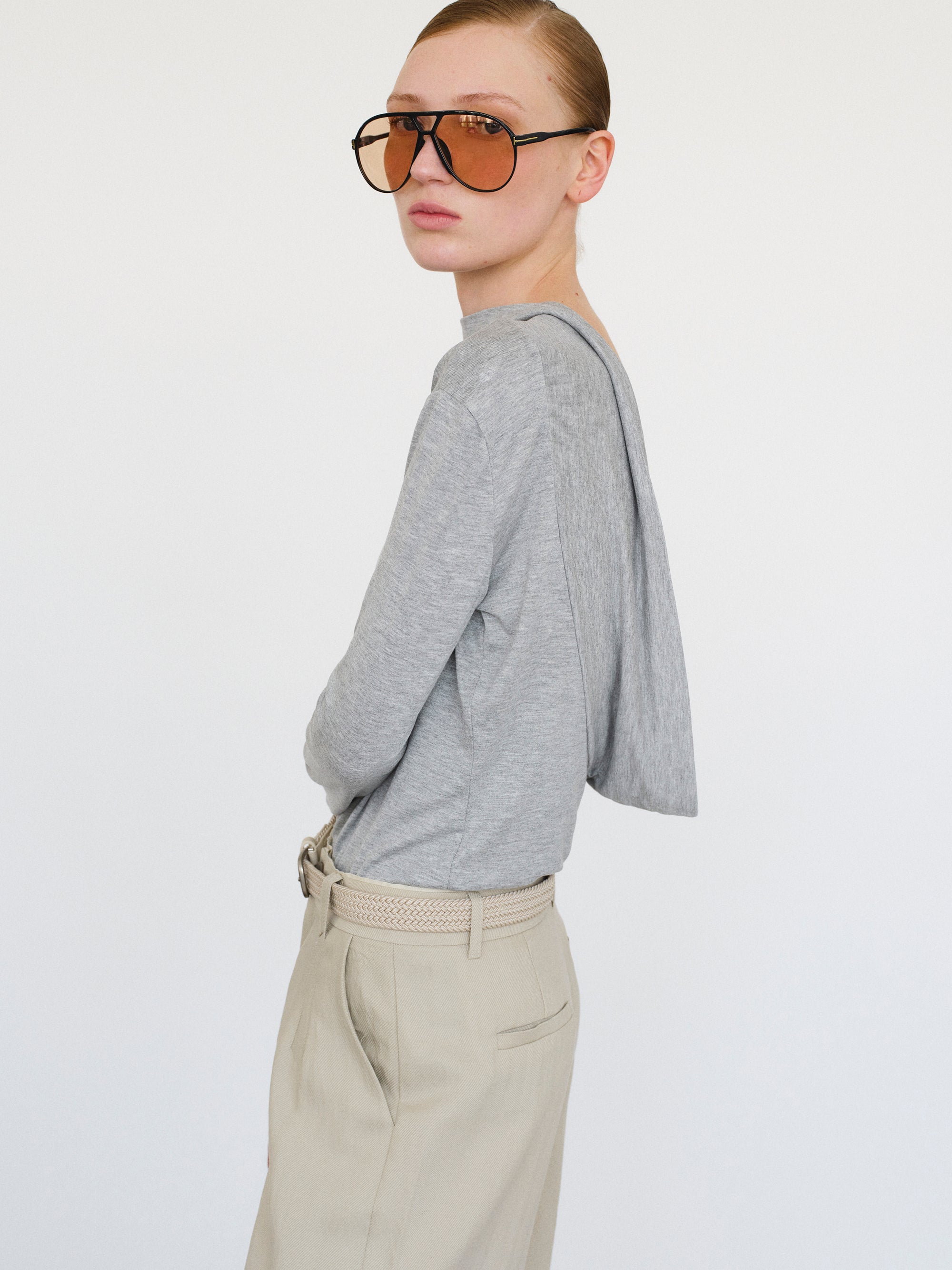 Drop Back Blouse, Grey