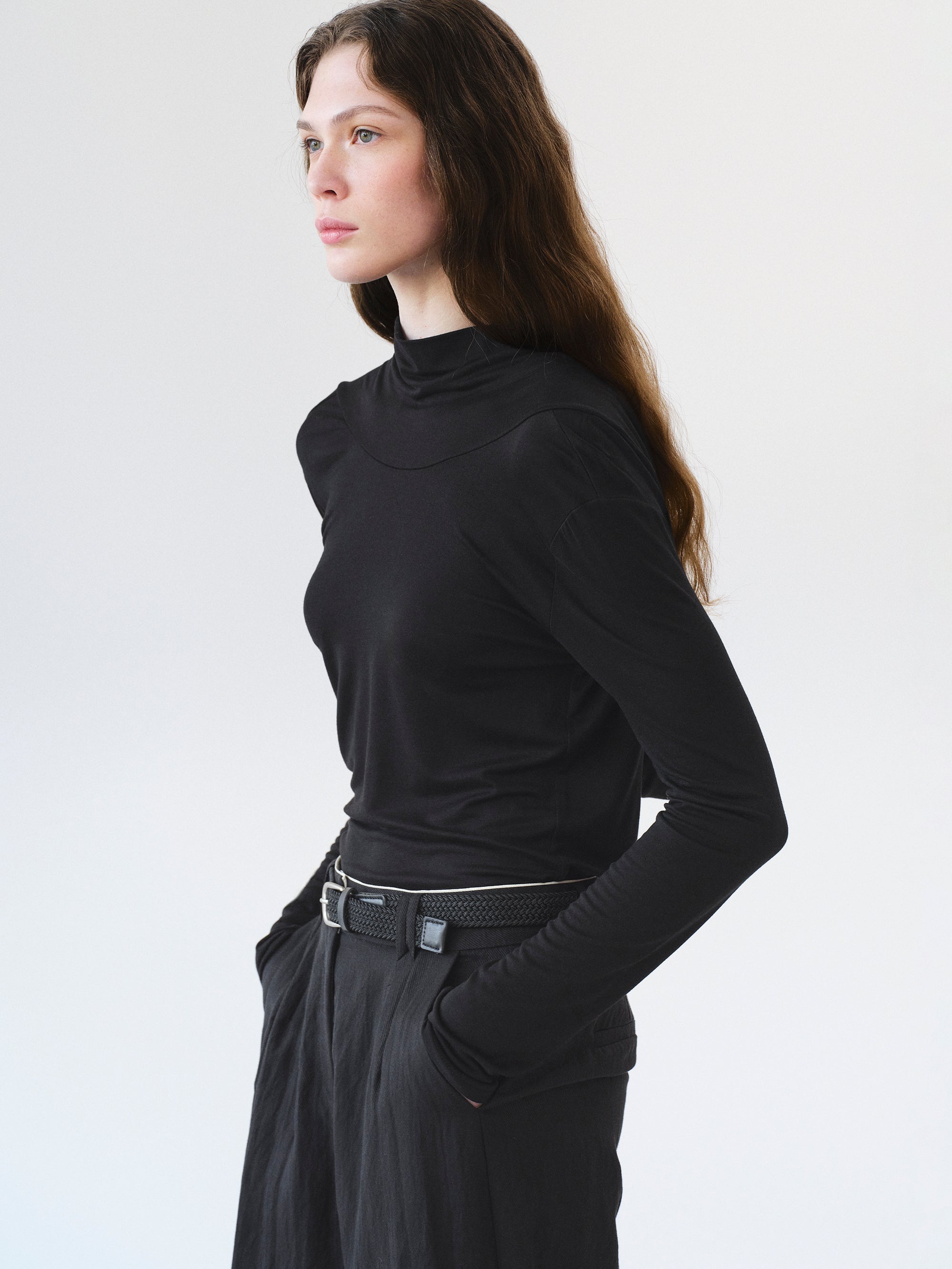 Drop Back Blouse, Black