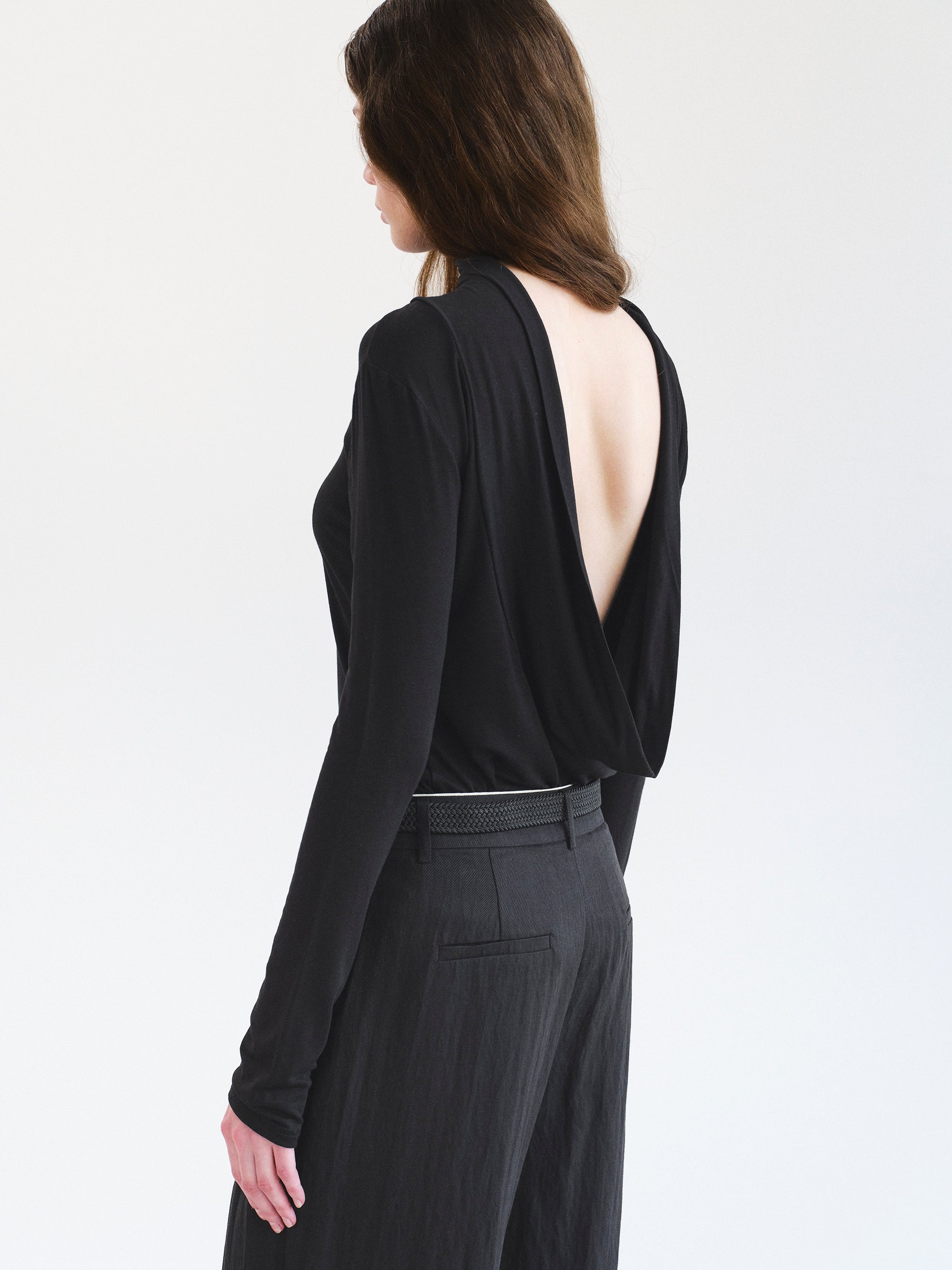 Drop Back Blouse, Black