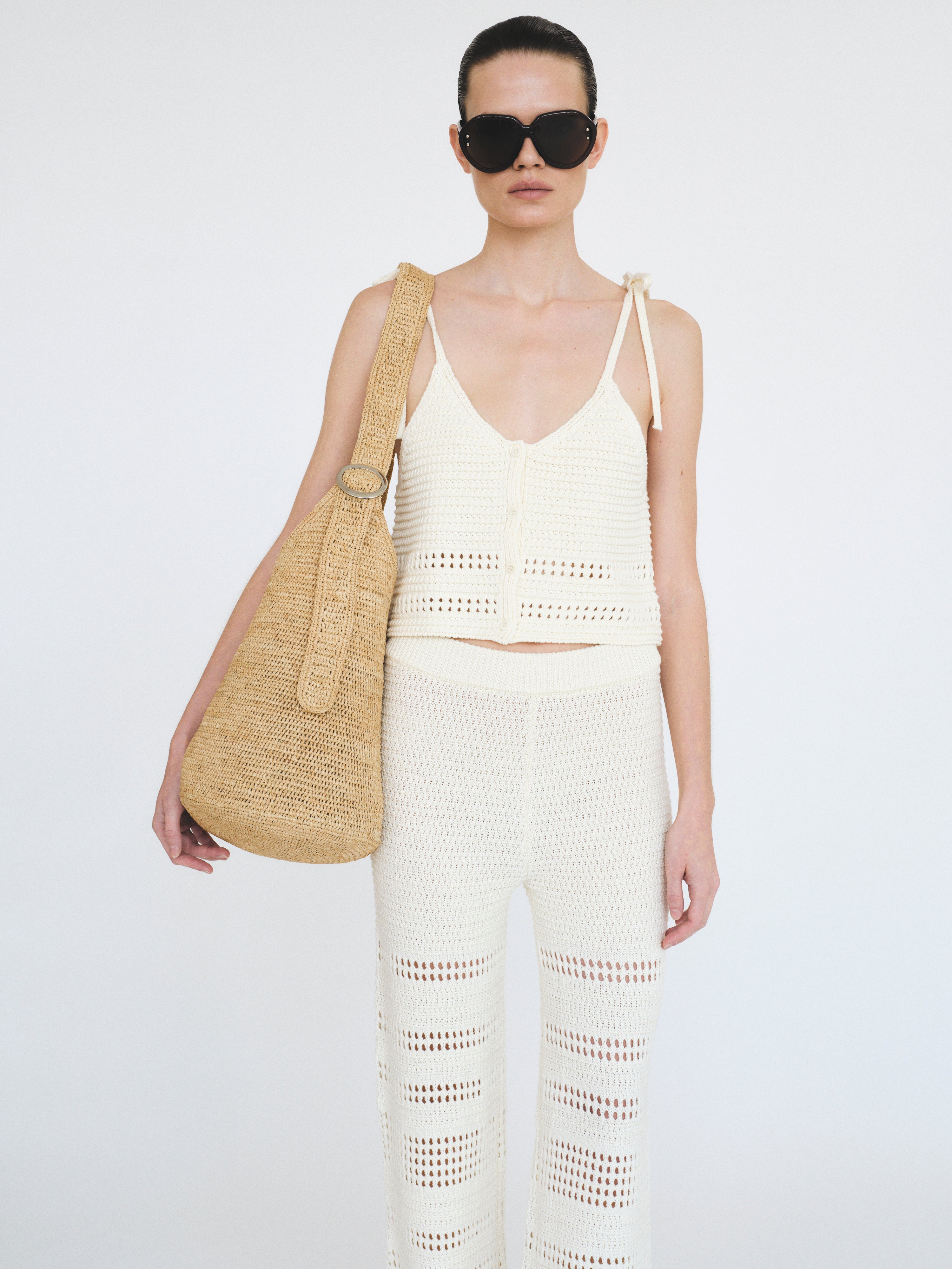 Raffia Bucket Bag, Natural