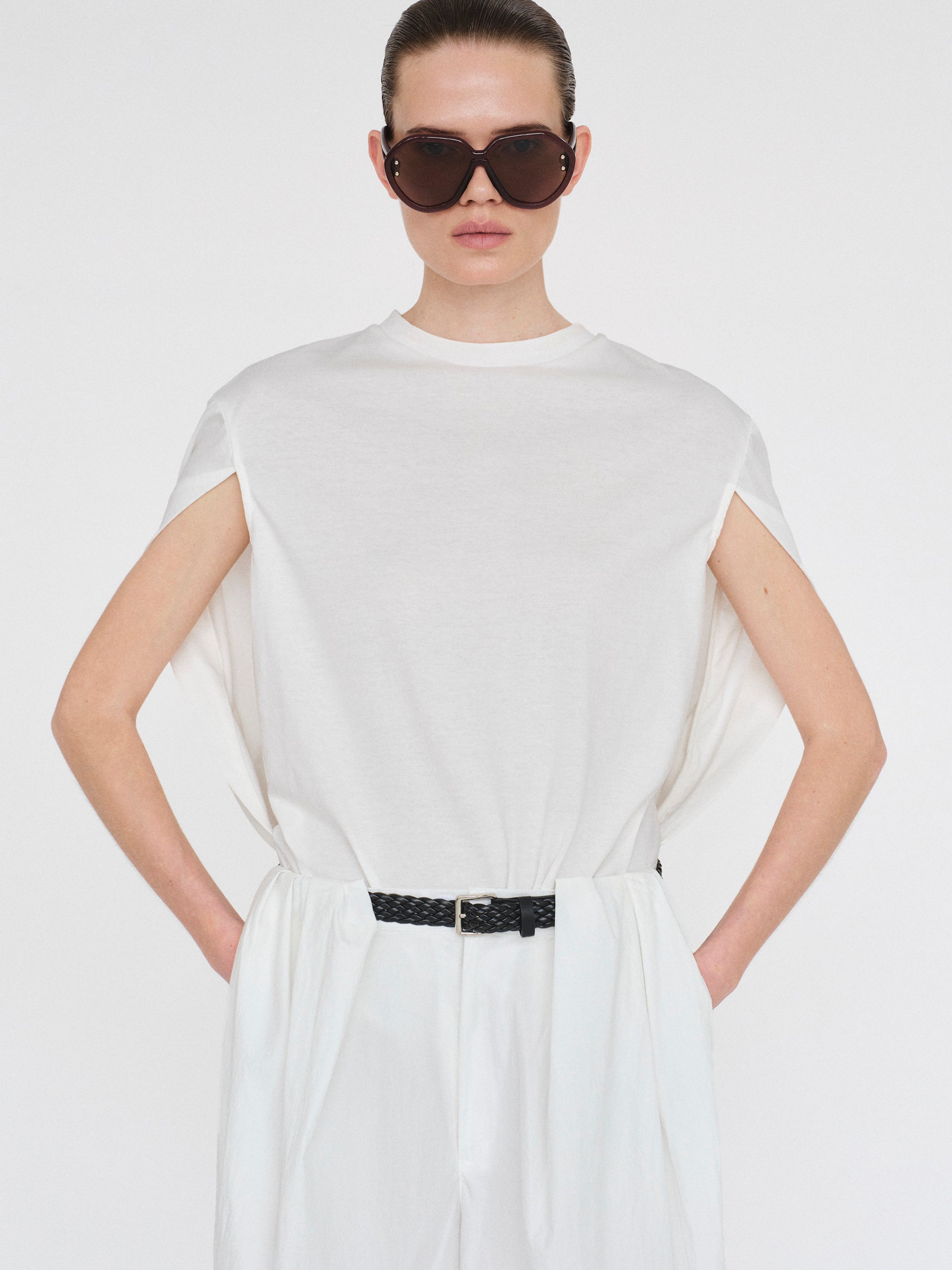 Cape-Effect T-Shirt, White