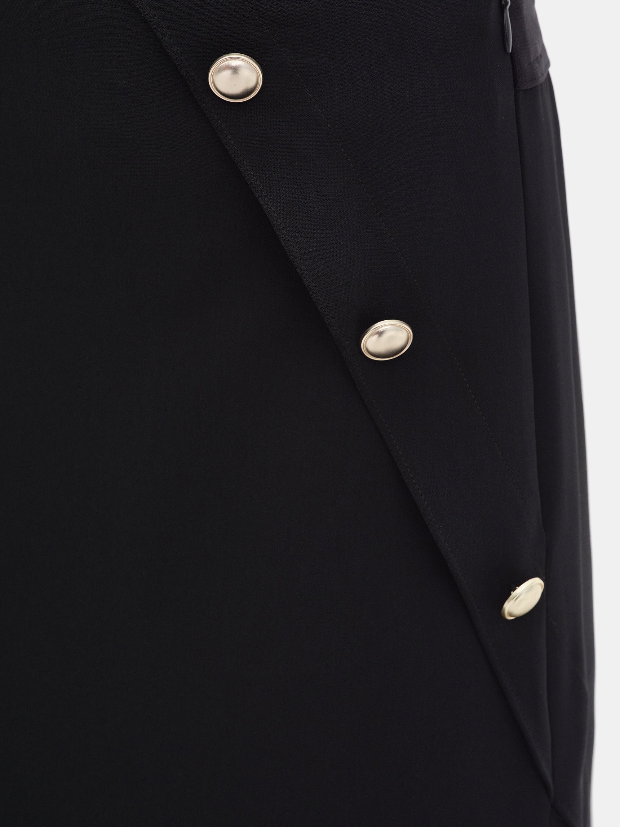 Button Midi Skirt, Black