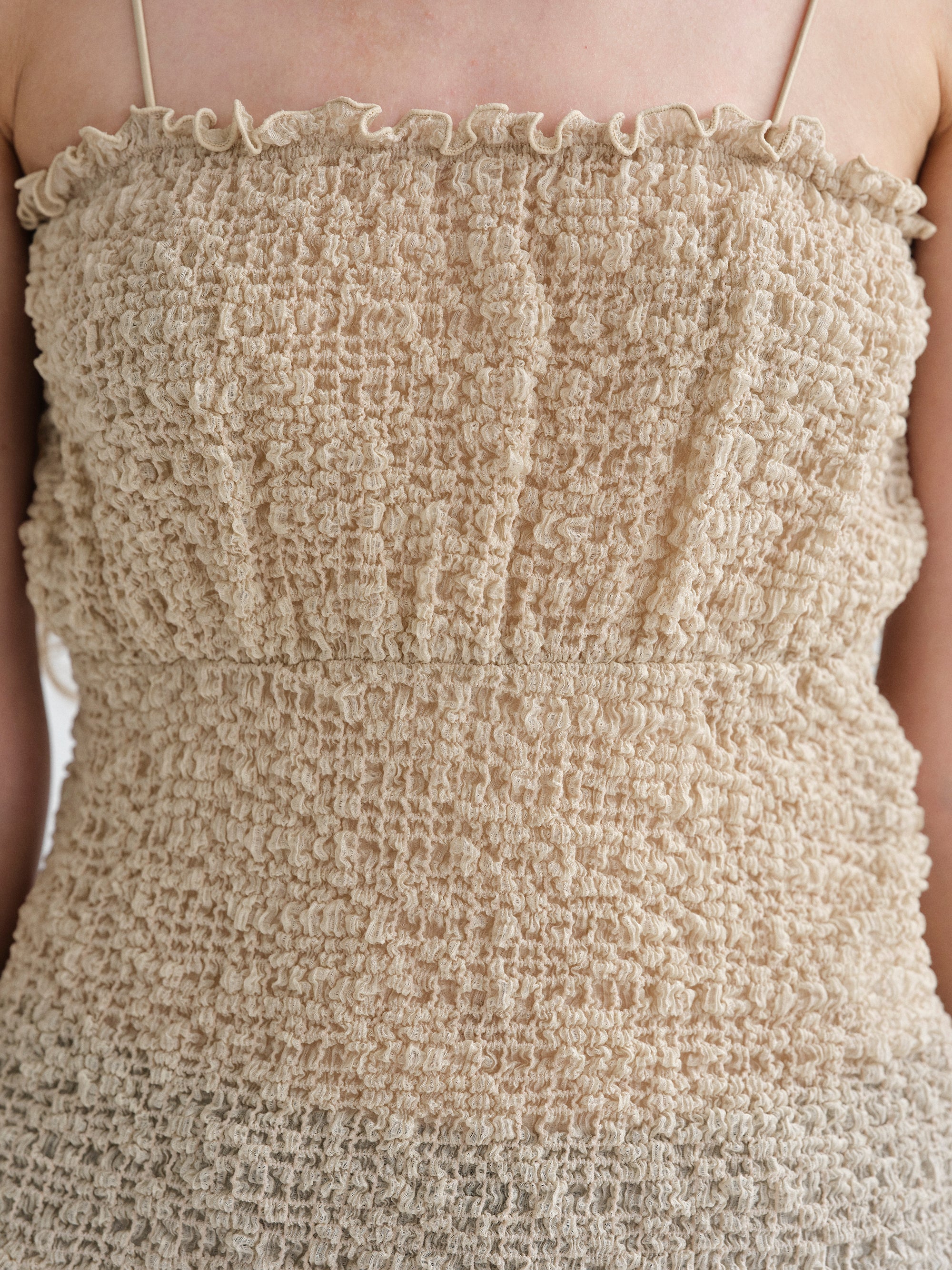 Shirred Tank Top, Nude