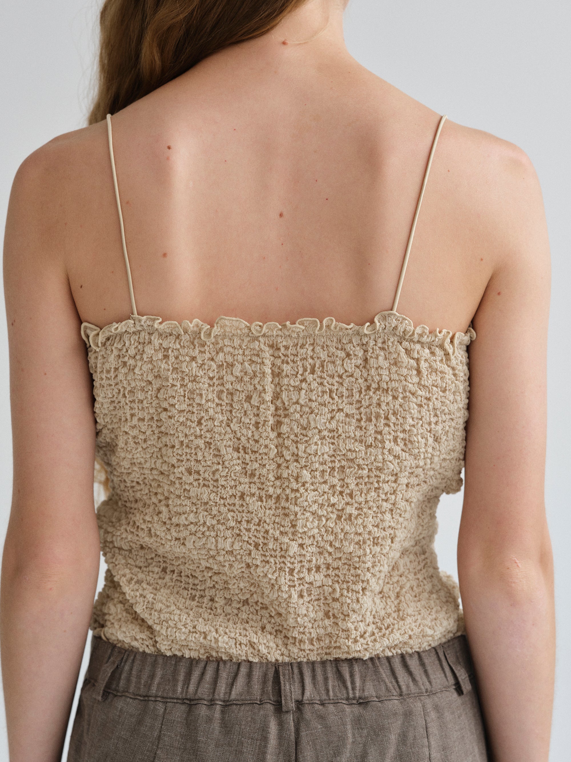 Shirred Tank Top, Nude