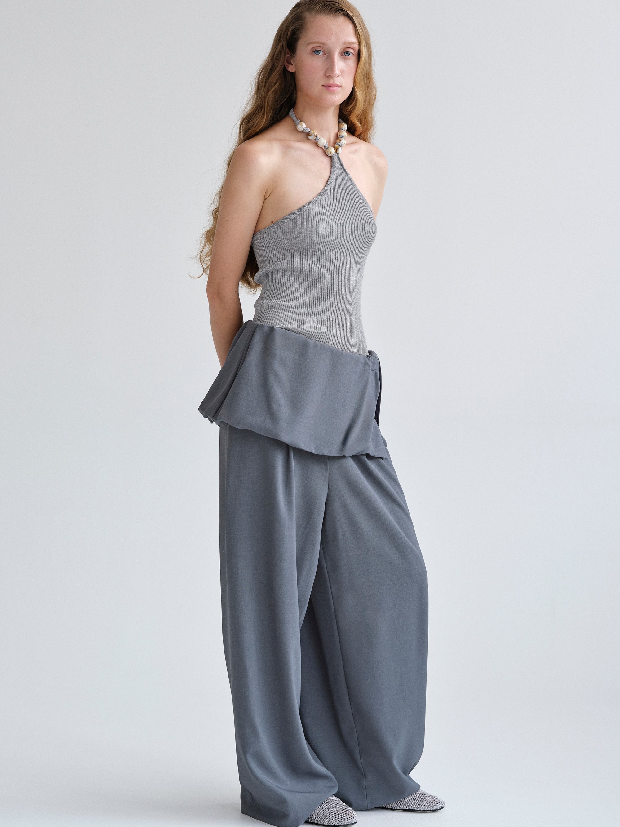 Fold-Over Trousers, Grey