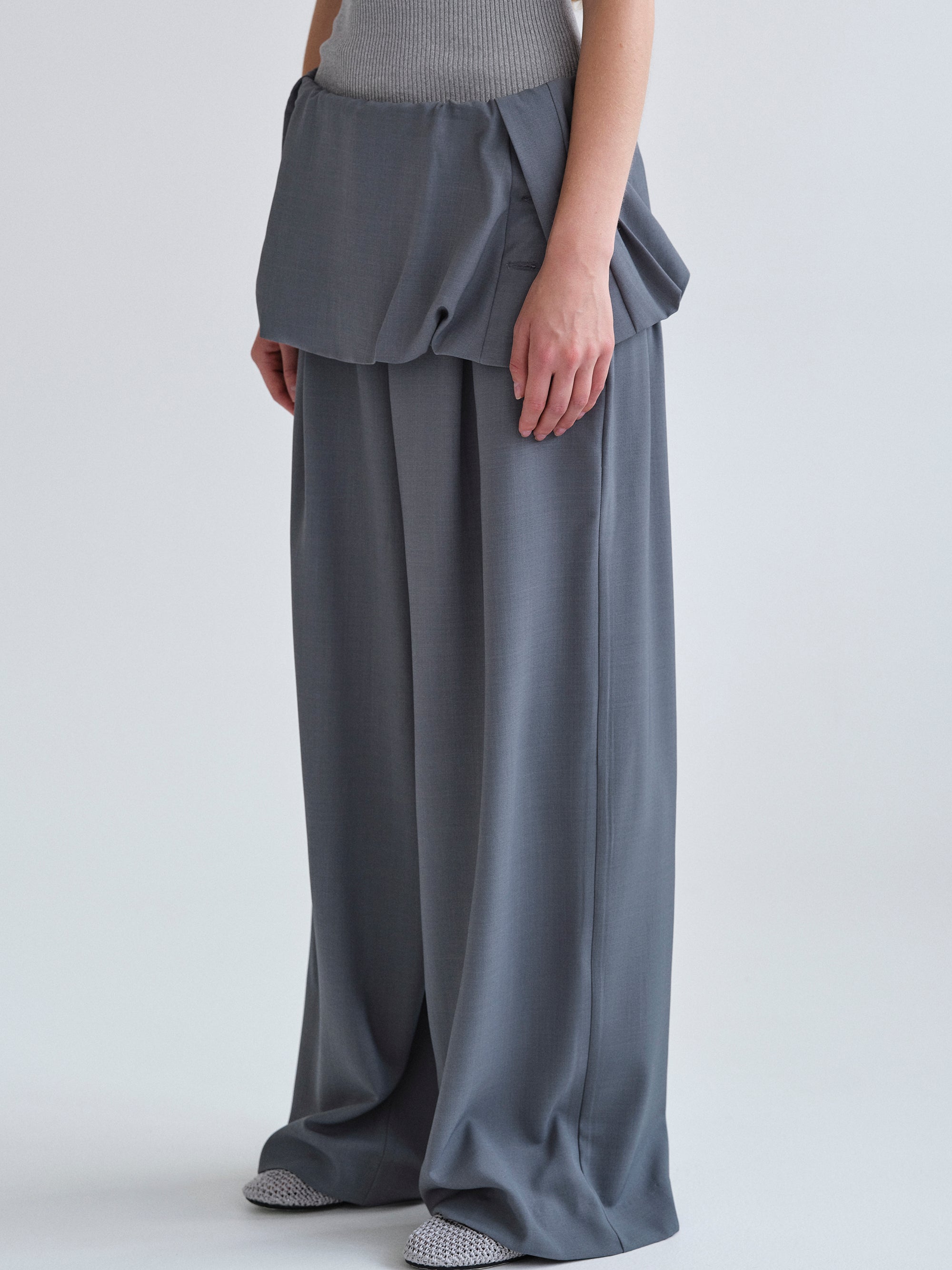 Fold-Over Trousers, Grey