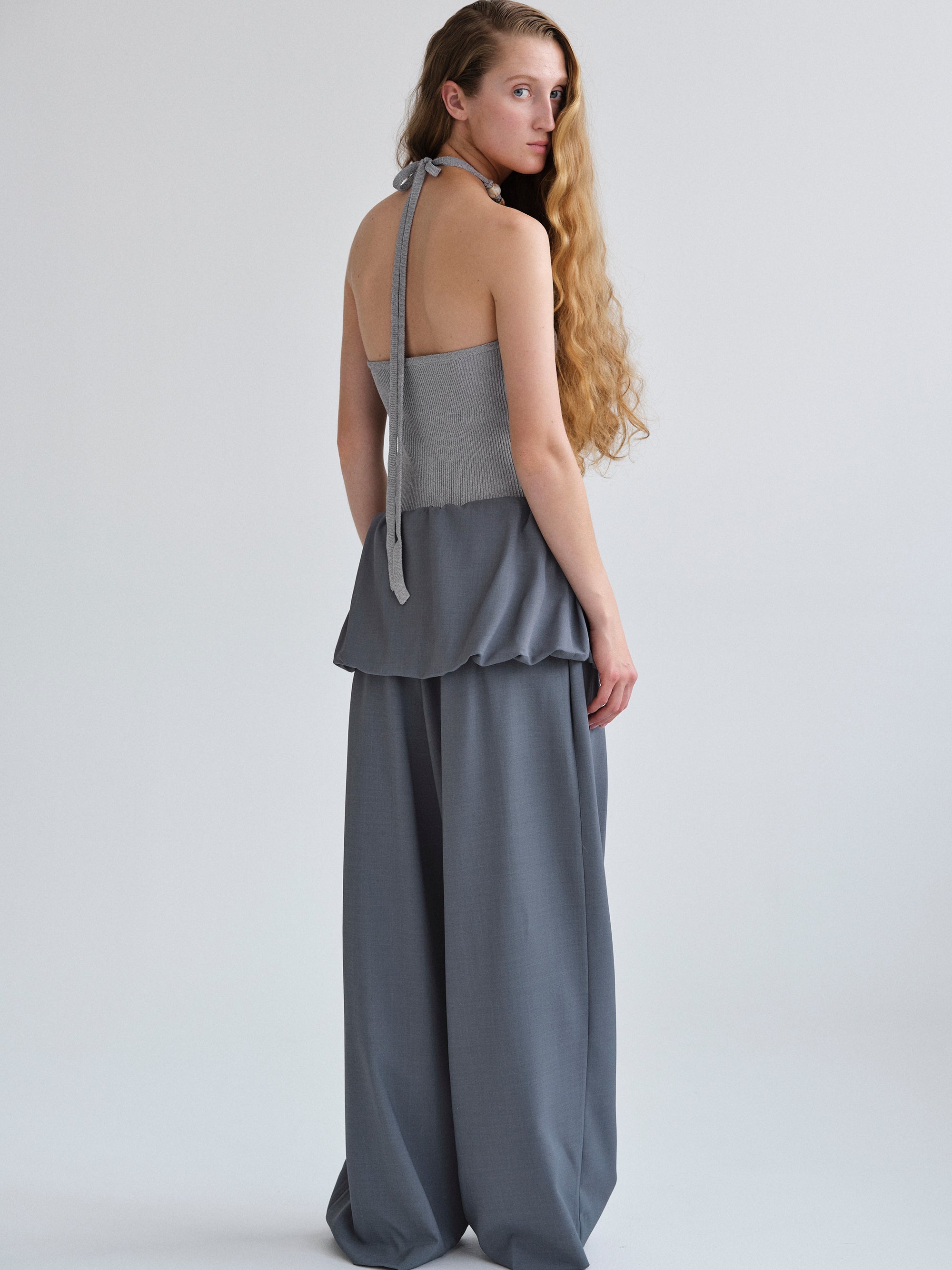 Beaded Rib Tank Top, Grey
