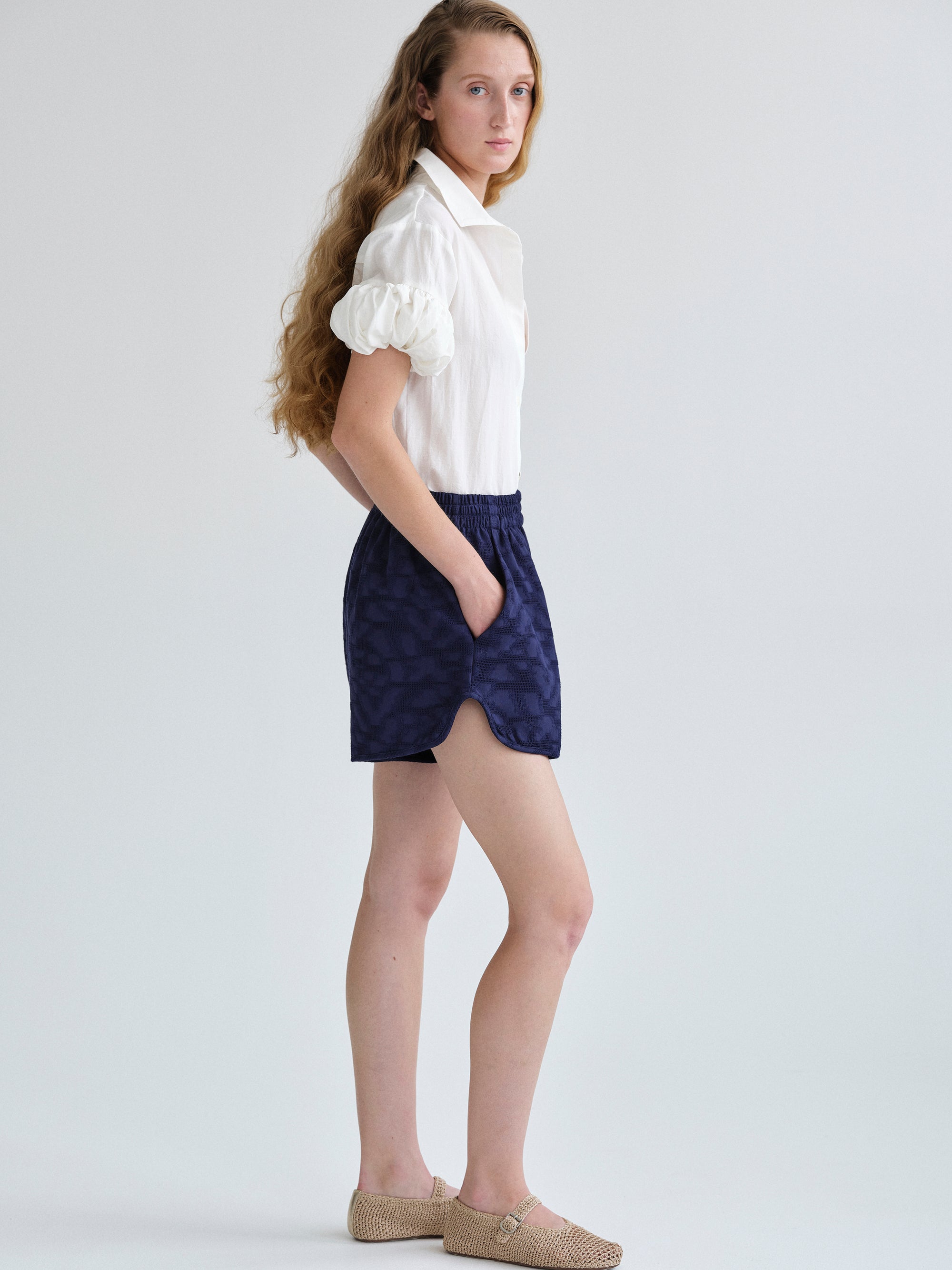 Jacquard Shorts, Navy