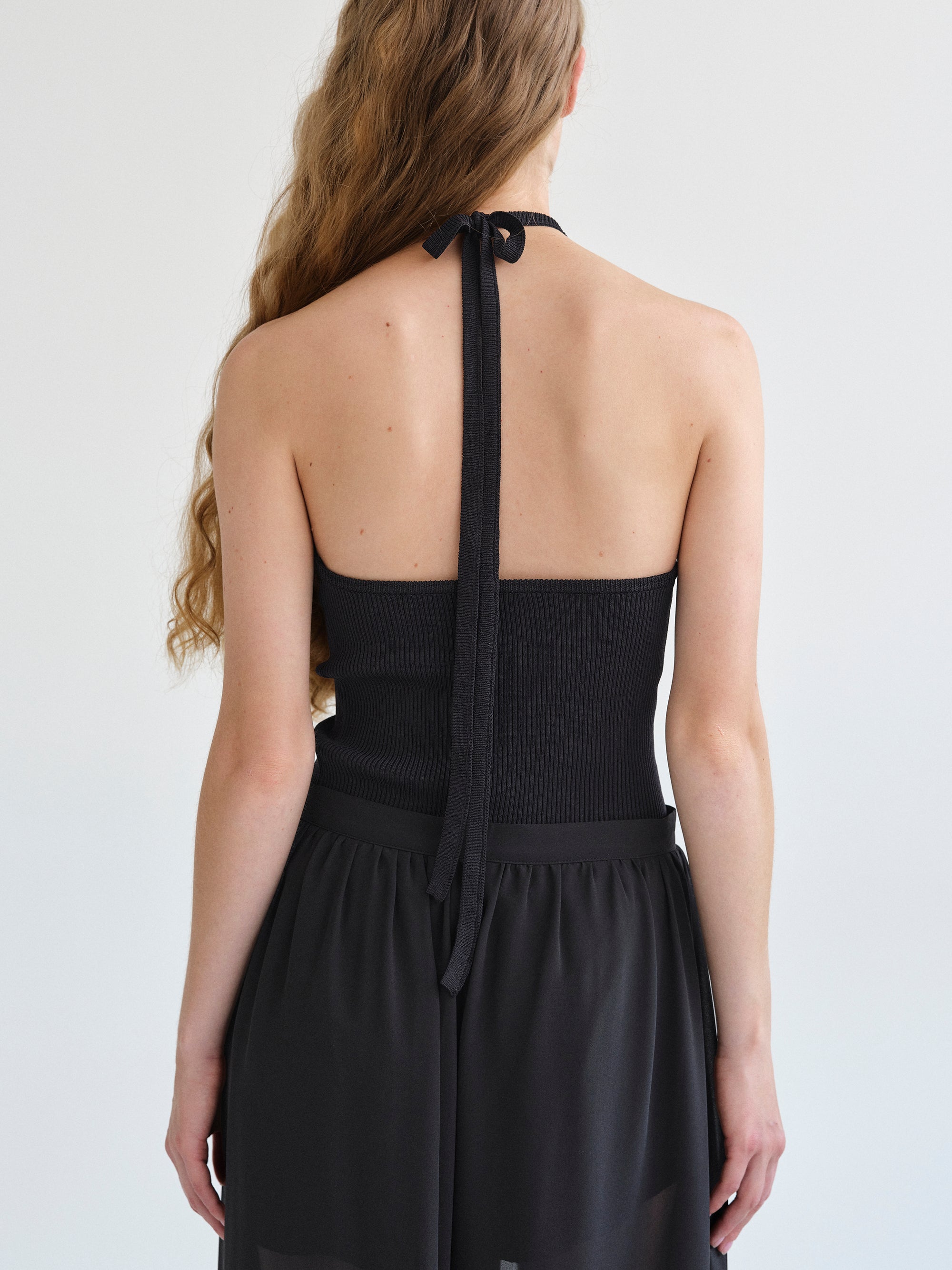 Beaded Rib Tank Top, Black
