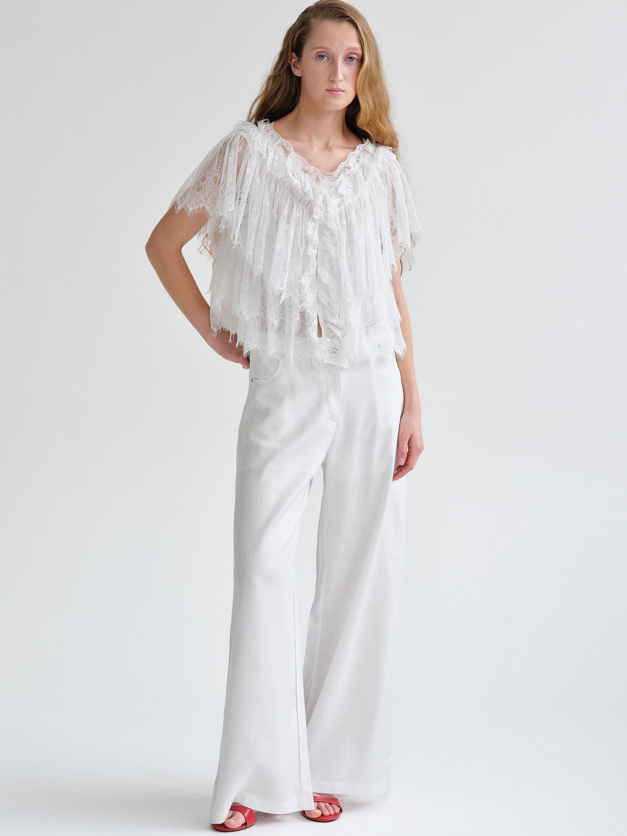 Tiered Lace Blouse, White